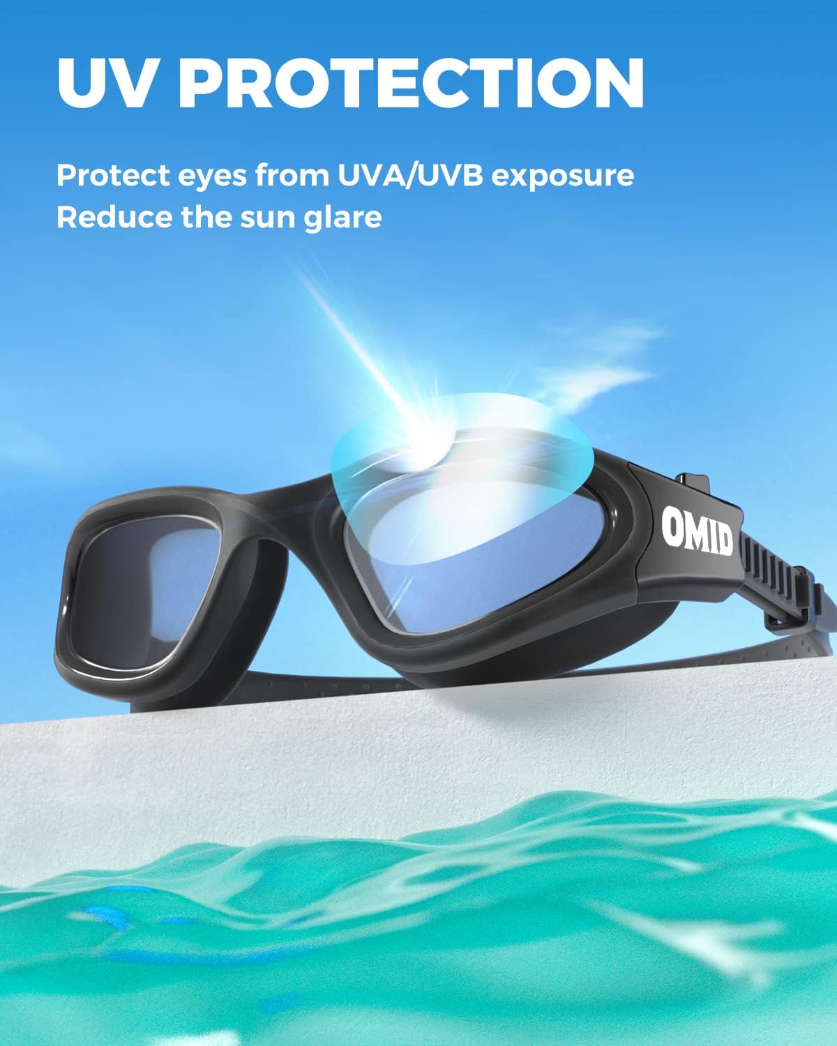 OMID Swim Goggles, P2 Polarized Swimming Goggles for Men Anti-fog Goggles Swimming for Adult Women