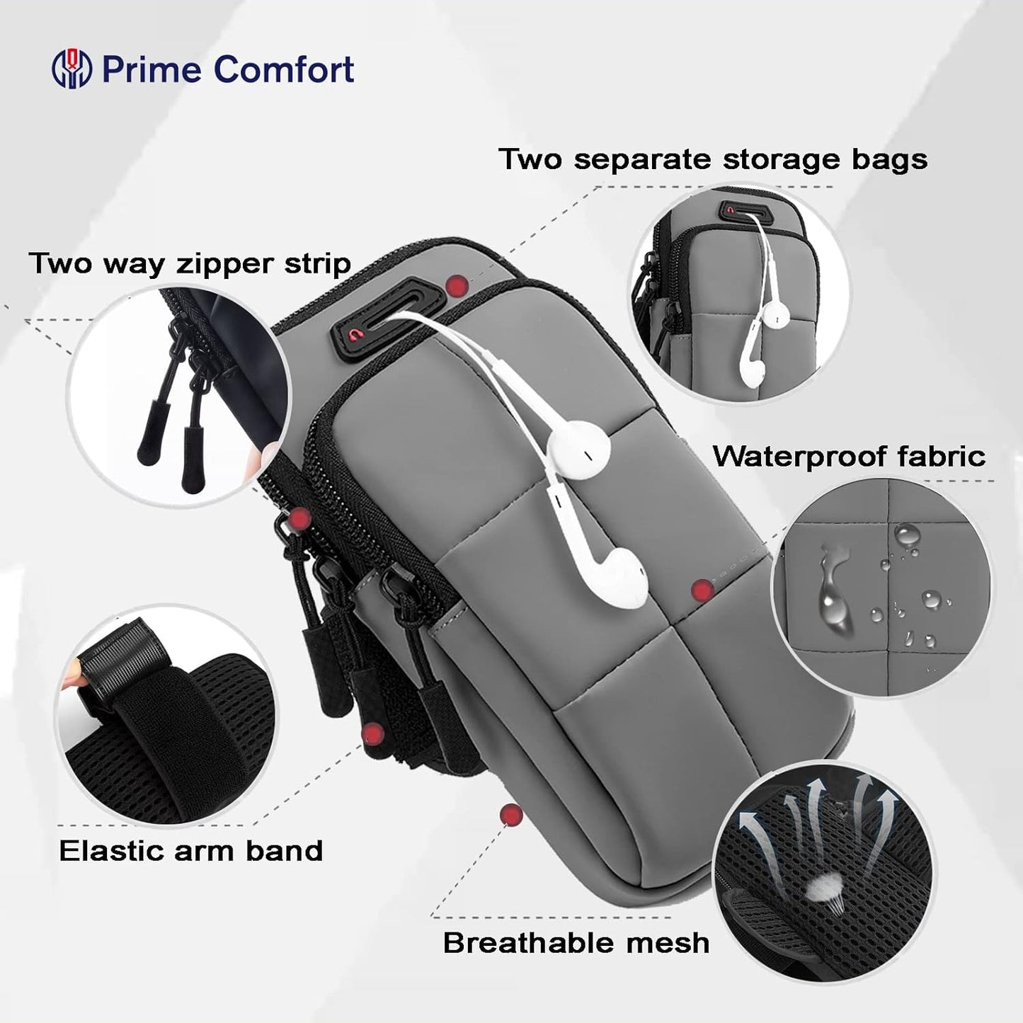 Phone Arm Bands for Running, Armband Cell Phone Holder for Exercise (Gray)