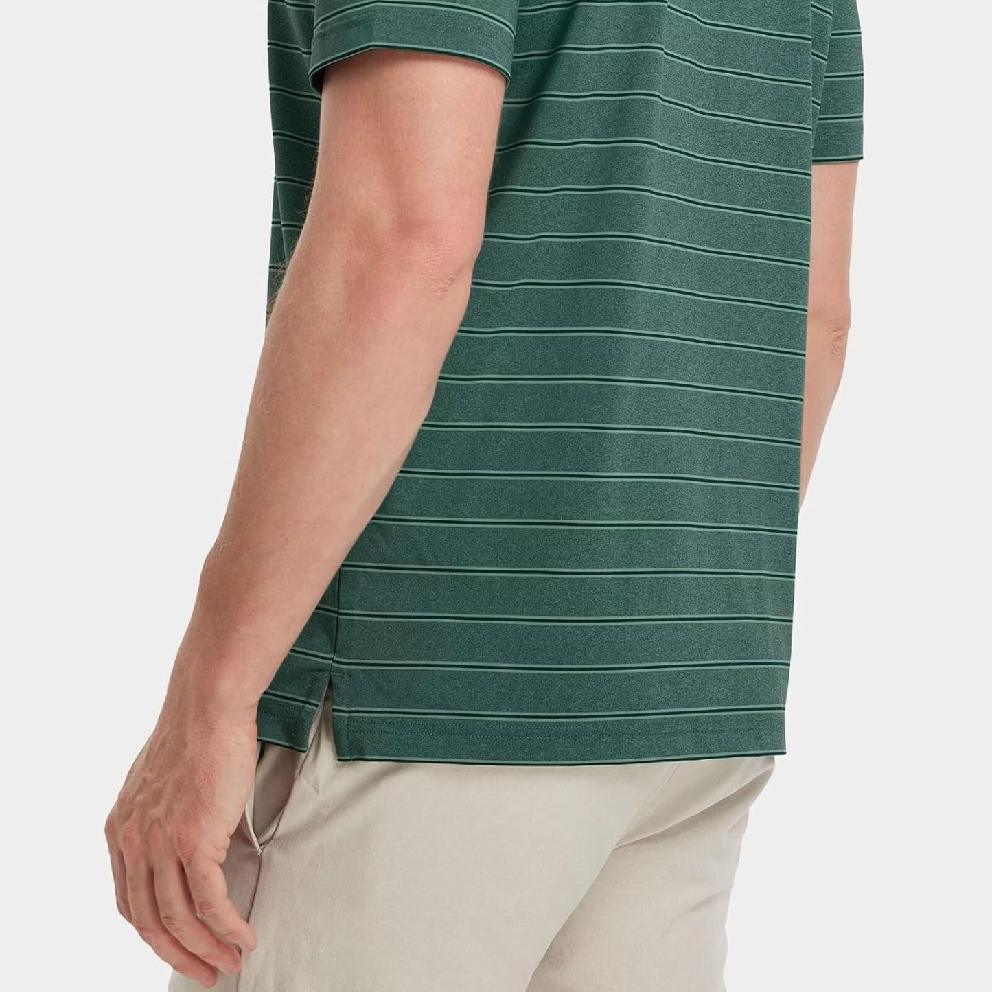 M MAELREG Golf Shirts for Men Moisture Wicking Striped Polo Performance Dry Fit Business Sports Mens Polo Shirts Short Sleeve