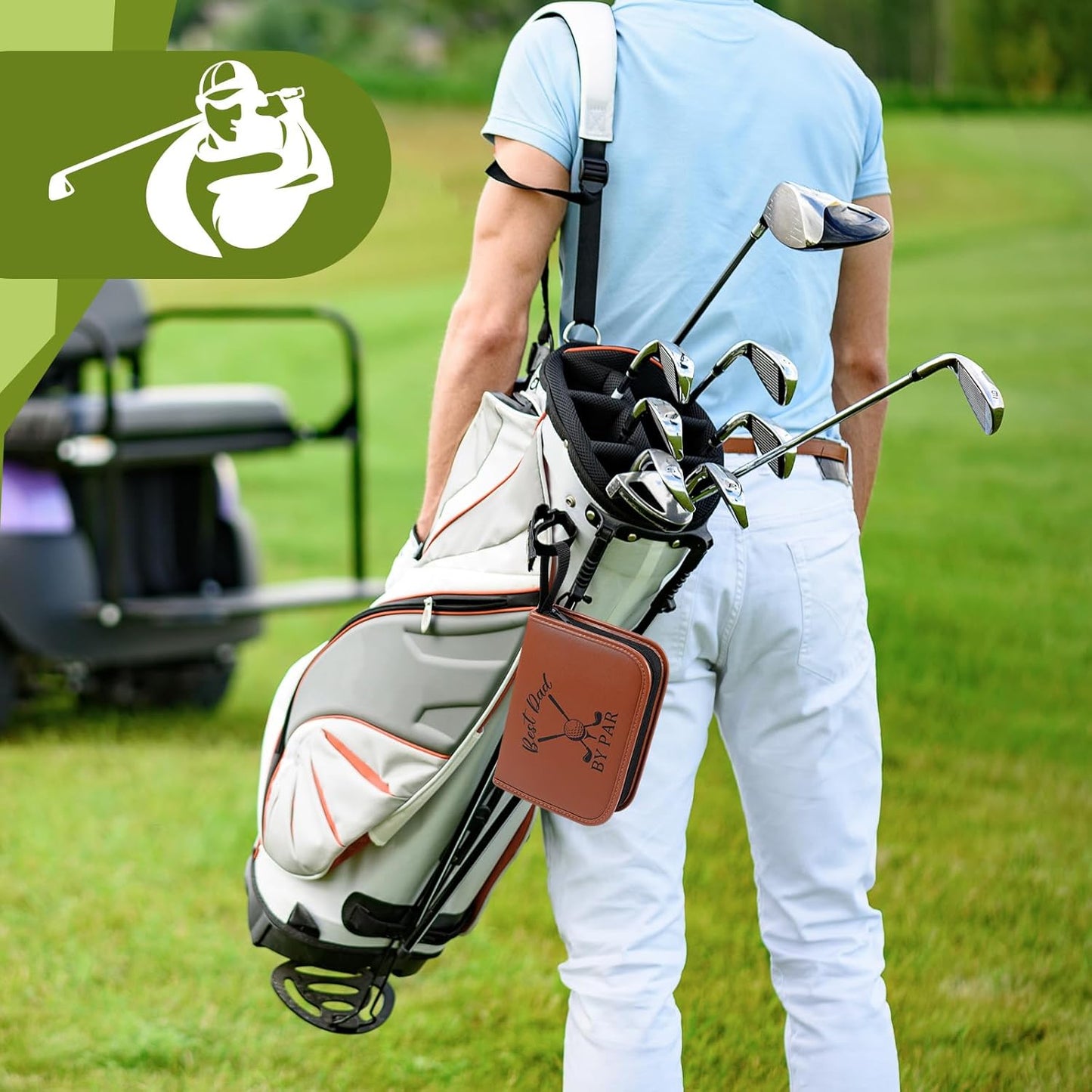 Talltalk Golf Gifts for Dad Men Husband Best Dad by Par Themed Golf Accessories Set Kit with Bag Case Rangefinder Tees Brush Multifunctional Divot Knife Scorer Ball Clamp Christmas