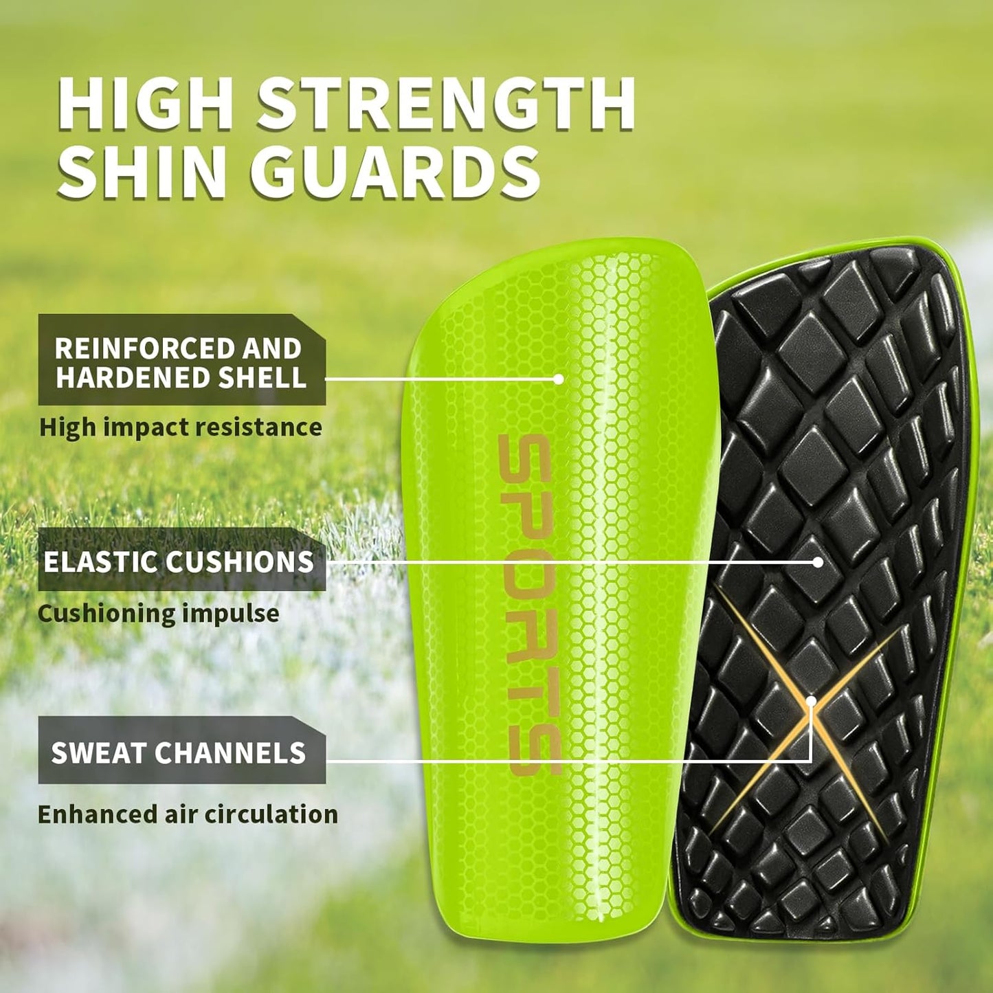 Soccer Shin Guards for Kids Youth Adults - Shin Pads and Sleeves with Optimized Insert Pocket for Boys Girls Men Women for Football Games - Protective Soccer Equipment