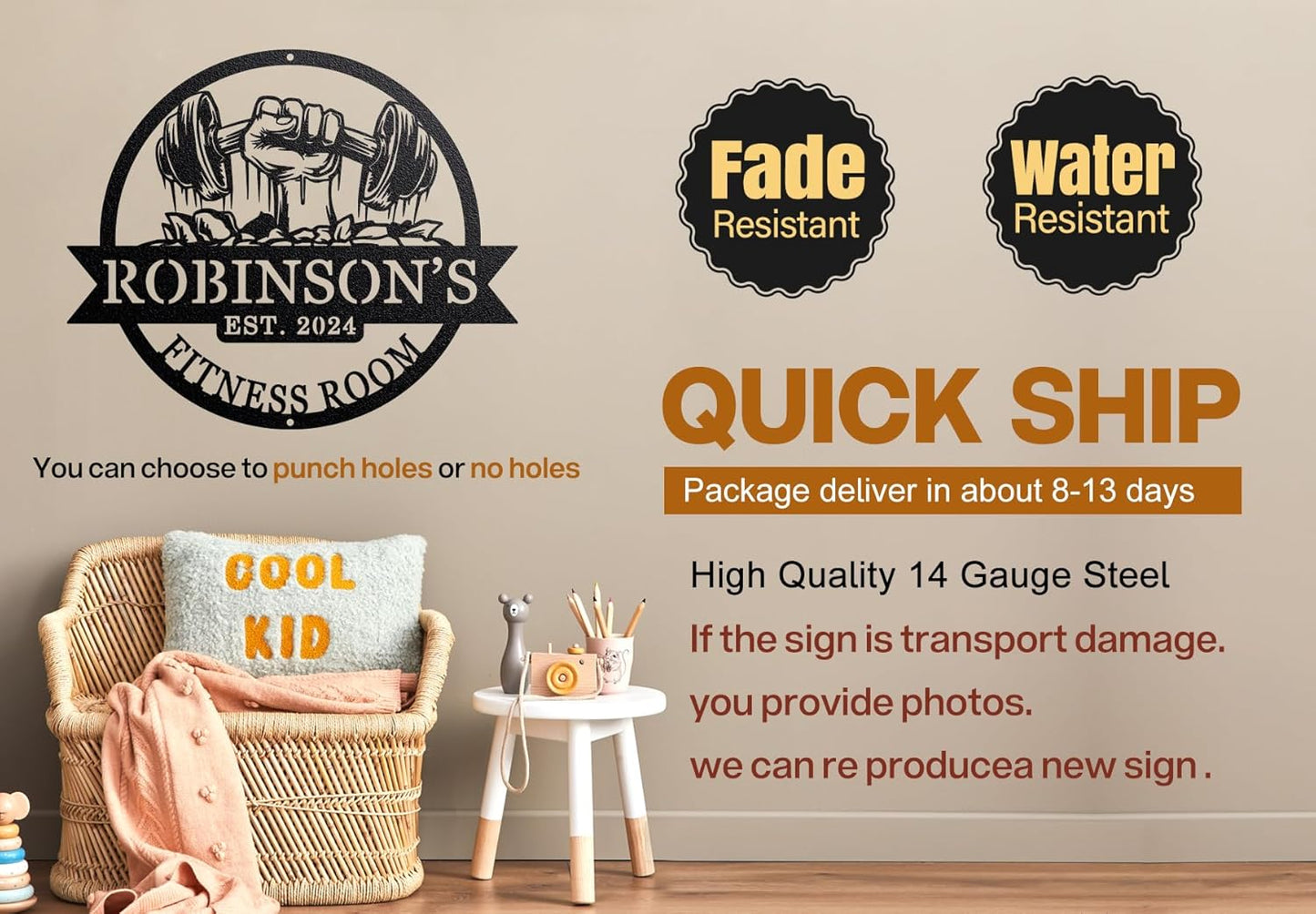 Personalized Home Gym Signs - Custom Metal Art for Workout Room – Enrich your Home Gym Decor with Unique Personalized Gym Sign & Weight Lifting - Custom Name Plaque