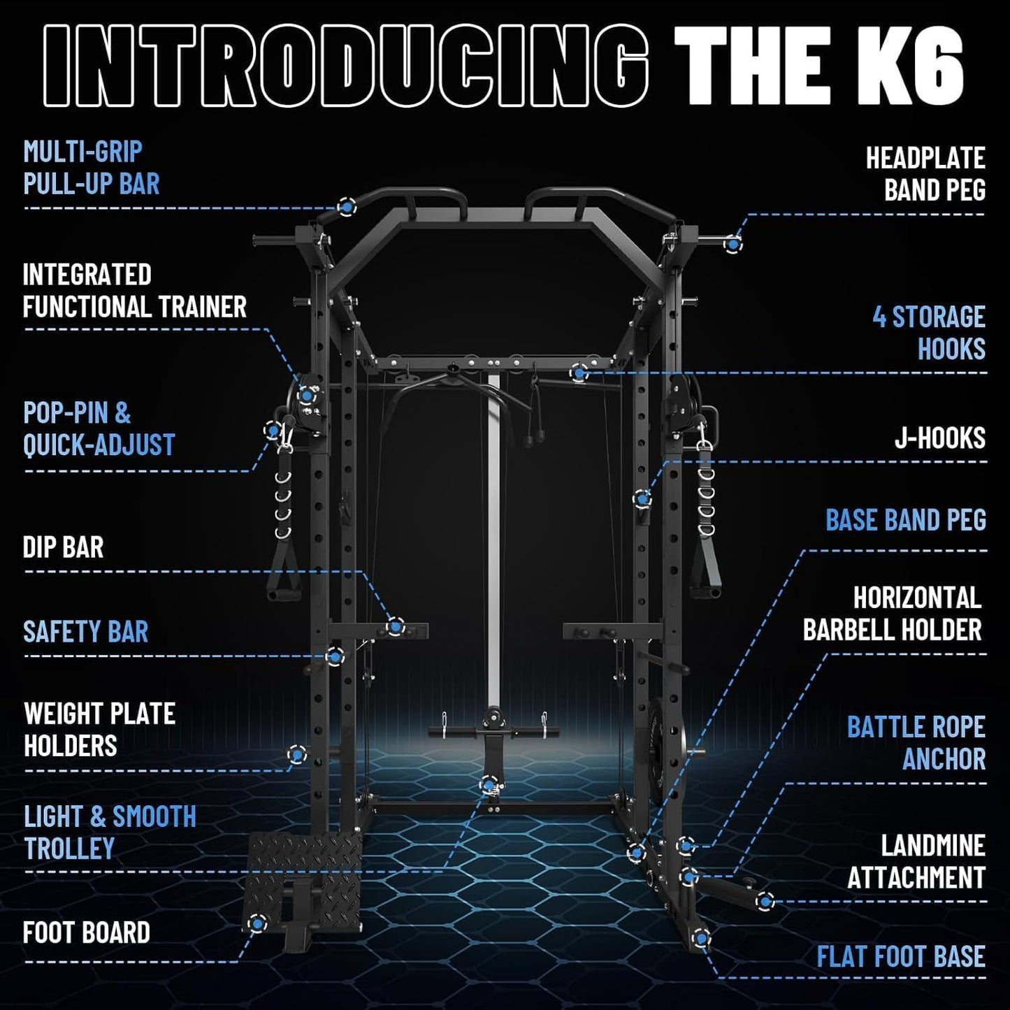 Mikolo Power Cage, Power Rack with Cable Crossover System, 1500LBS Squat Rack with LAT Pull Down System, Workout Cage with Pulley System for Fitness Home Gym