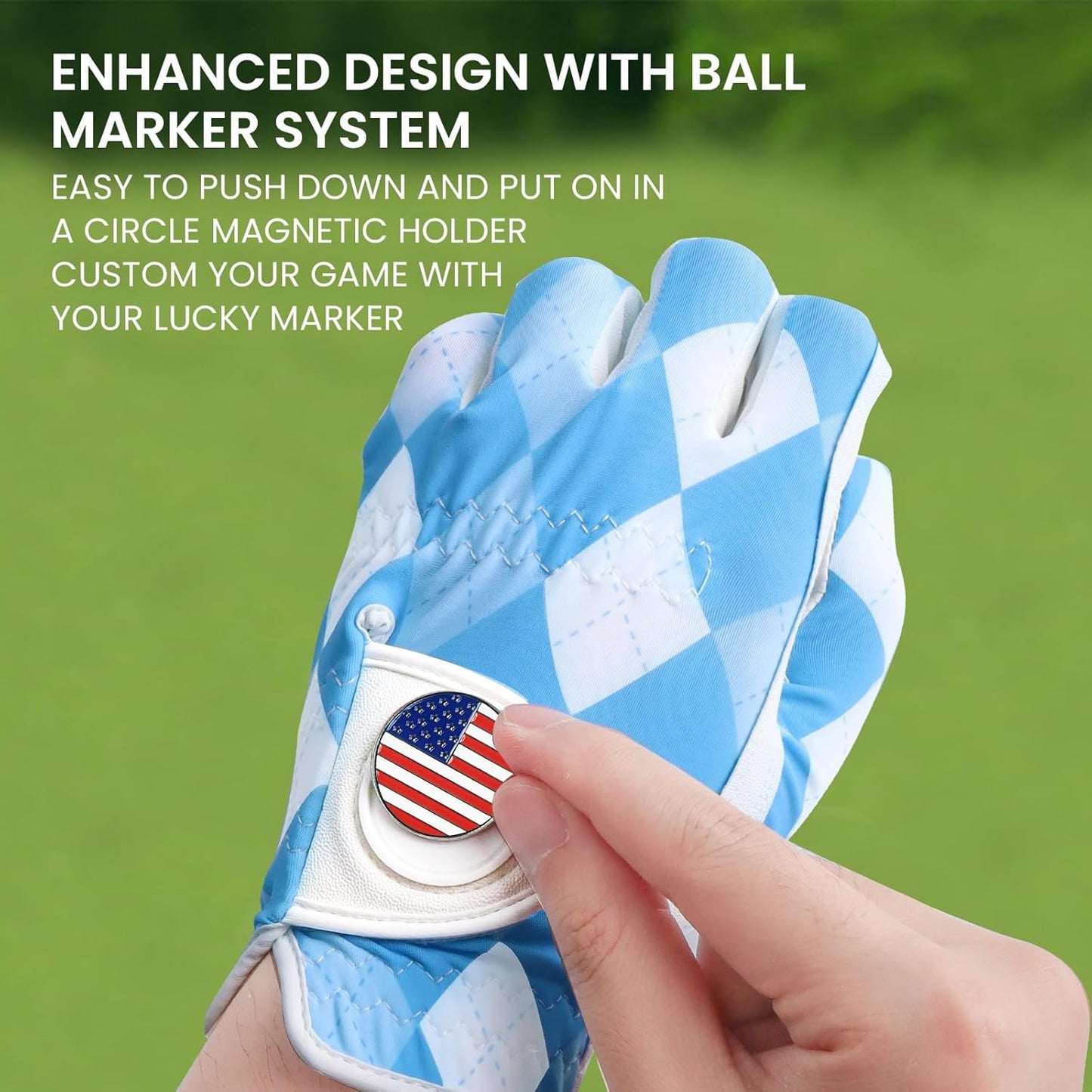 FINGER TEN Golf Gloves Men Right Handed Golfer Left Hand with Ball Marker 2 Pack Leather Breathable Comfortable Weathersof Grip Size Small Medium ML Large XL