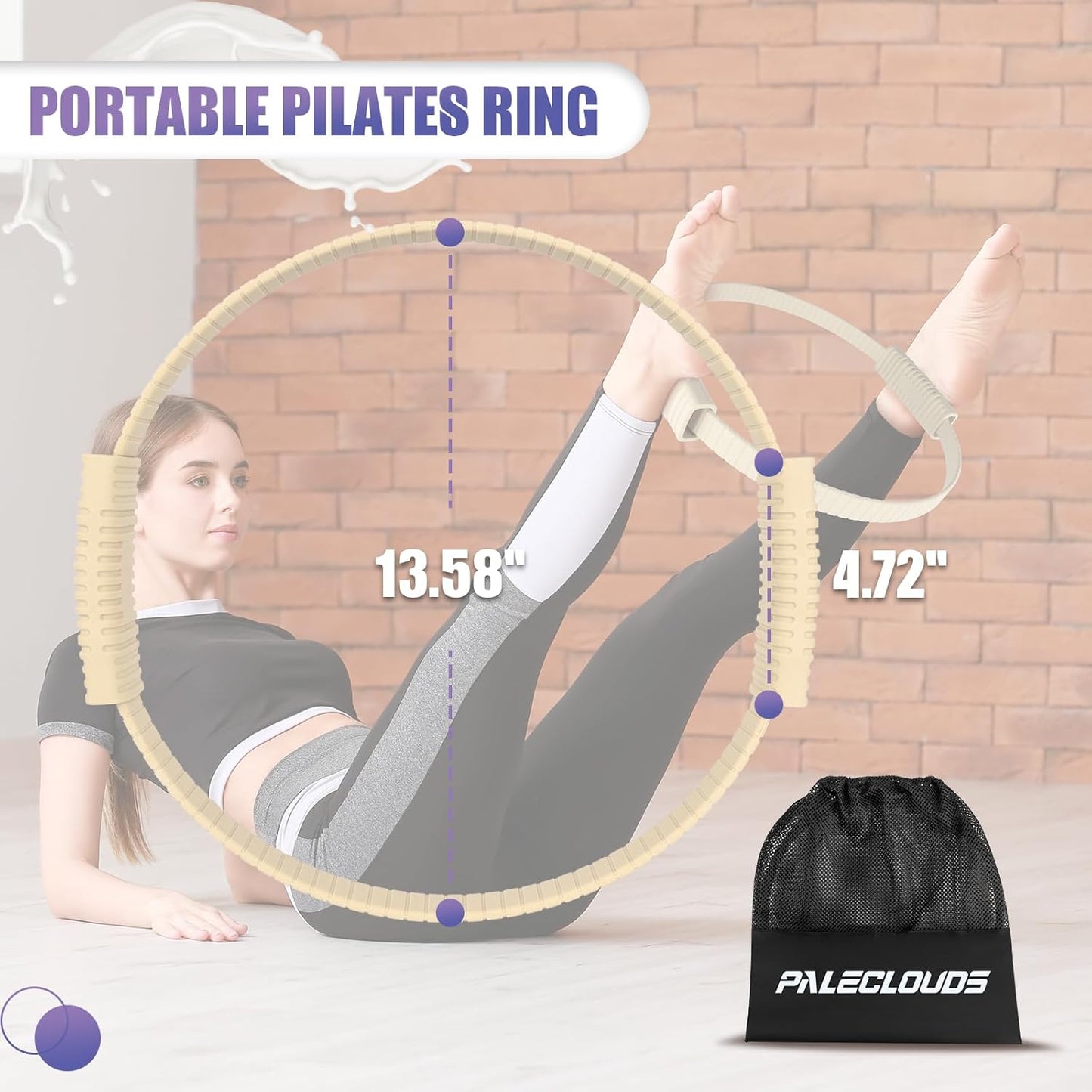 Pilates Ring, 13.5"/12" Silicone Magic Circle with Training Poster & Portable Bag, Pilates Ring Circle for Inner Thigh Workout, Yoga, Lose Weight & Physical Therapy for Women
