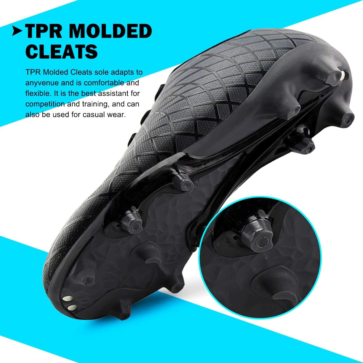 JABASIC Kids Outdoor Soccer Cleats Athletic Firm Ground Football Shoes