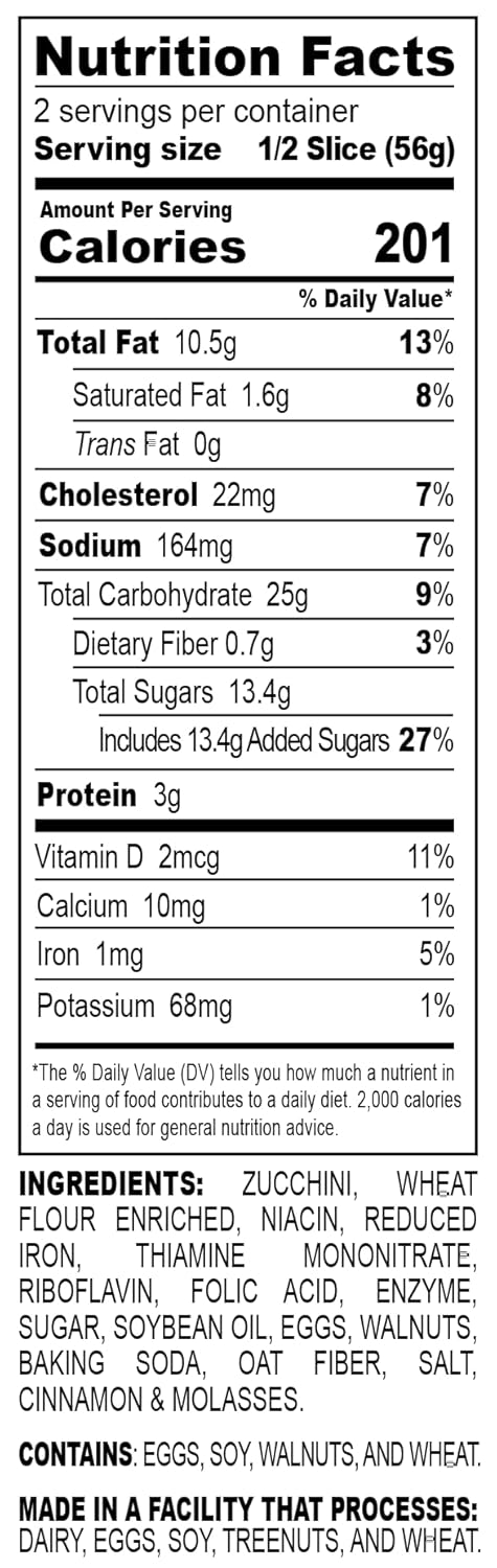 Nadel - NATURALLY DELICIOUS ZUCCHINI CAKE Slices, 24 Pack, Sweet Breads & Cakes Slices Back to School lunch snack, breakfast bar