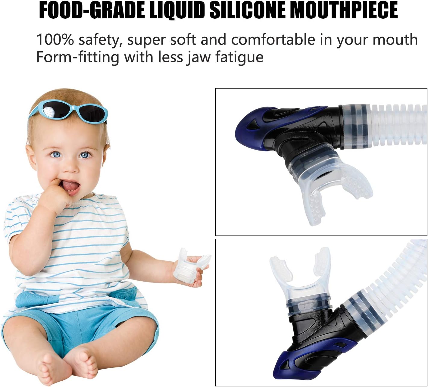 Aegend Dry Snorkel, Dive Mask Easy-Breath Free Diving Snorkel for Snorkeling Scuba Diving Freediving Swimming, with Top Dry Valve and Food-Grade Silicone Mouthpiece