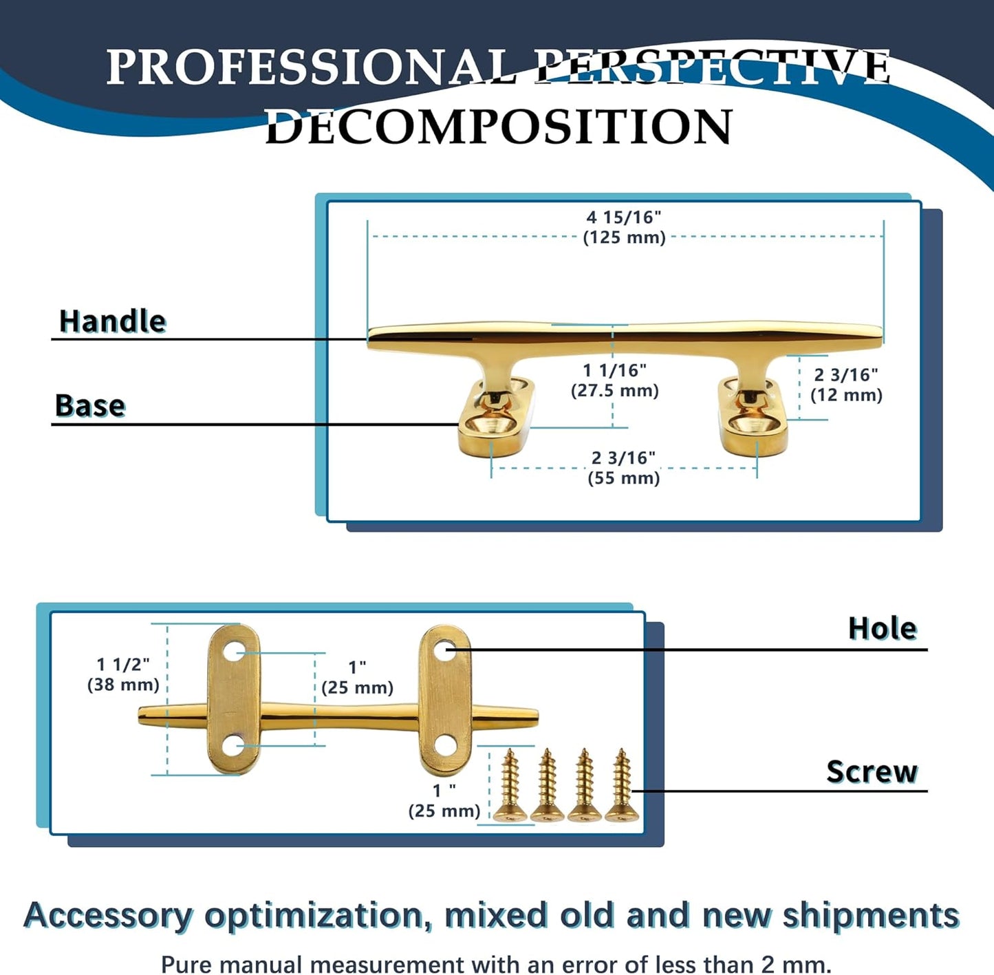 SHENGHUISS Boat Cleat 316 Stainless Steel Open Base Boat Dock Cleats（4"/5"/6"/8"/10"/12"） Silver/Gold for Boat, Dock, Kayaks, Nautical Decor ect