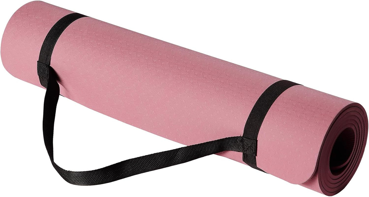 Amazon Basics 1/4 Inch Thick TPE Exercise Yoga Mat with Carrying Strap