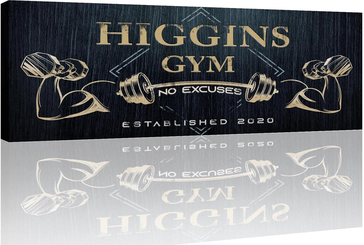 Tailored Canvases Personalized Gym Sign Wall Art Decor - Motivational Canvas for Home Gym, Workout Room, Garage, Fitness Center - Workout Inspirational Posters - Gym Name on Charcoal Background, 48x16in