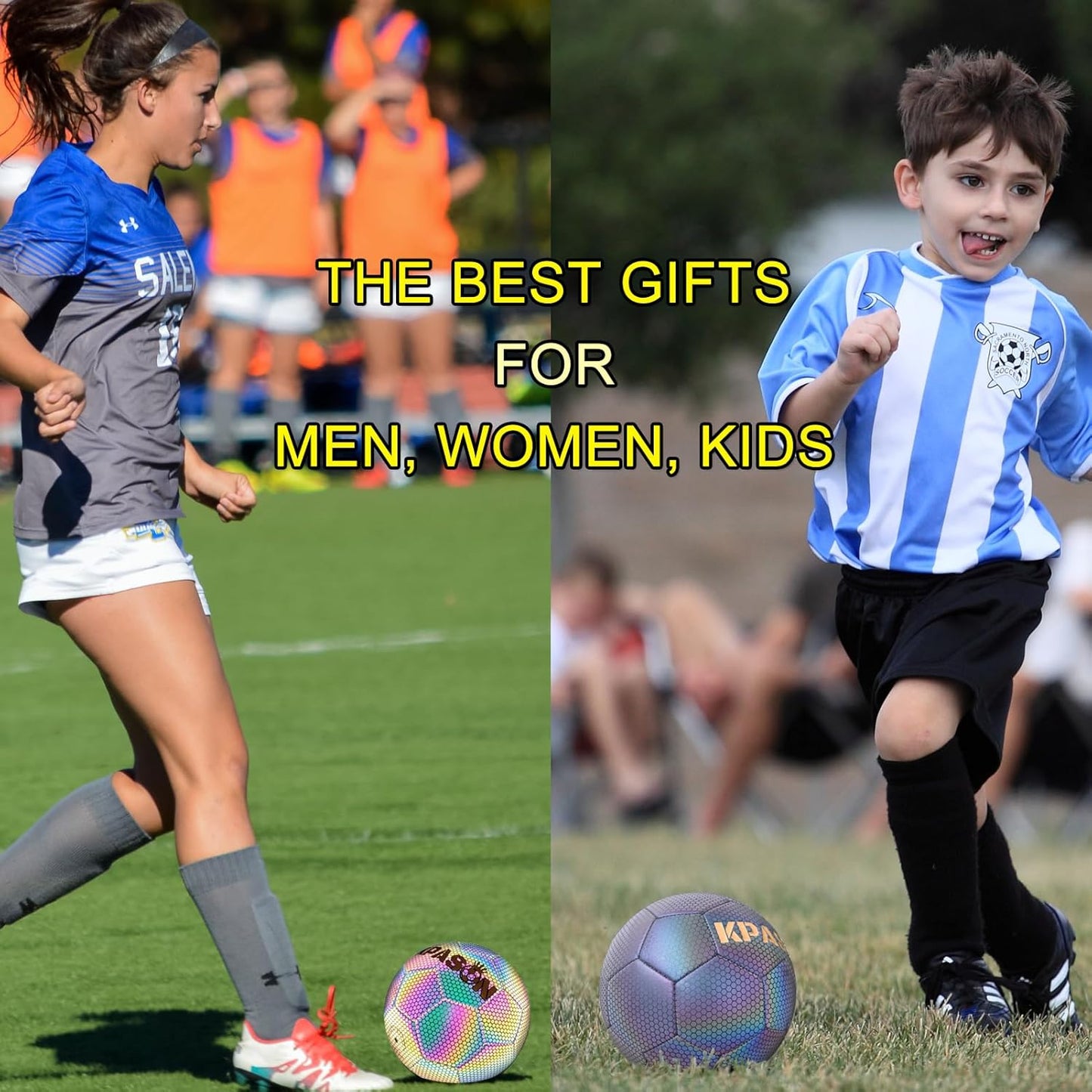 Soccer Ball, Holographic Reflective Glowing Soccer Ball for Men Women Training