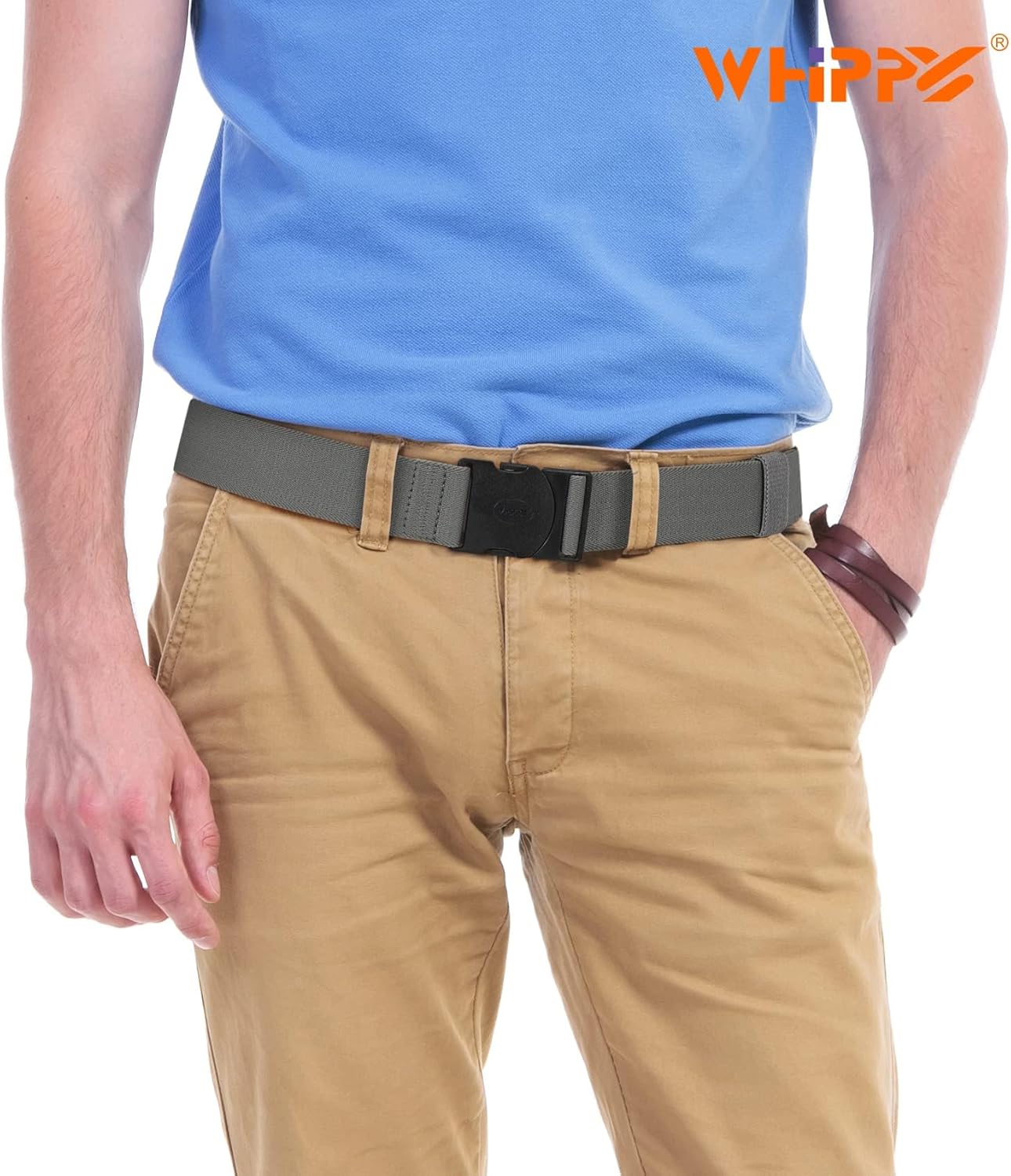WHIPPY Mens Elastic Stretch Belt Unisex Adventure Web Belt for Women Men with Non-Metal Buckle Adjustable Belts