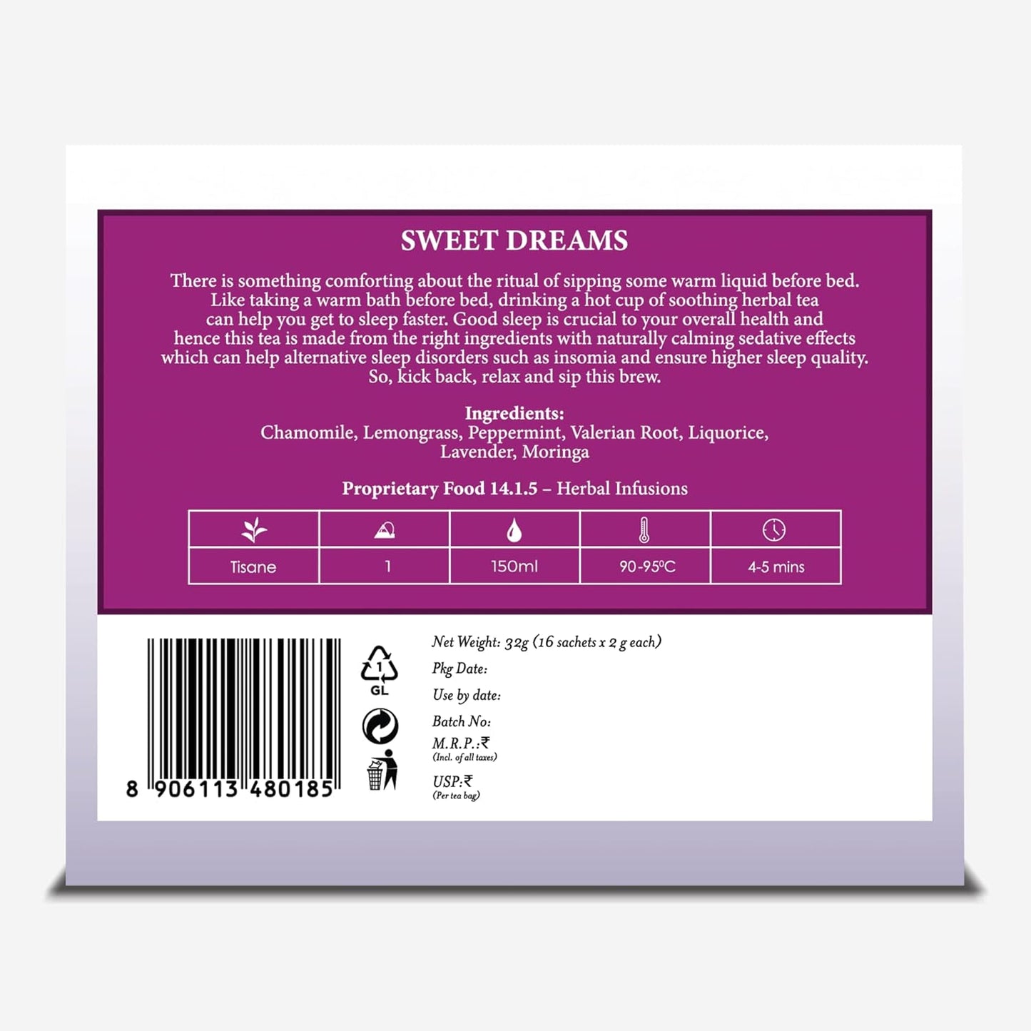 TGL Co. Sweet Dreams Herbal Green Tea – 16 Tea Bags | Chamomile, Lavender & Valerian | Calming & Sleep Support Blend