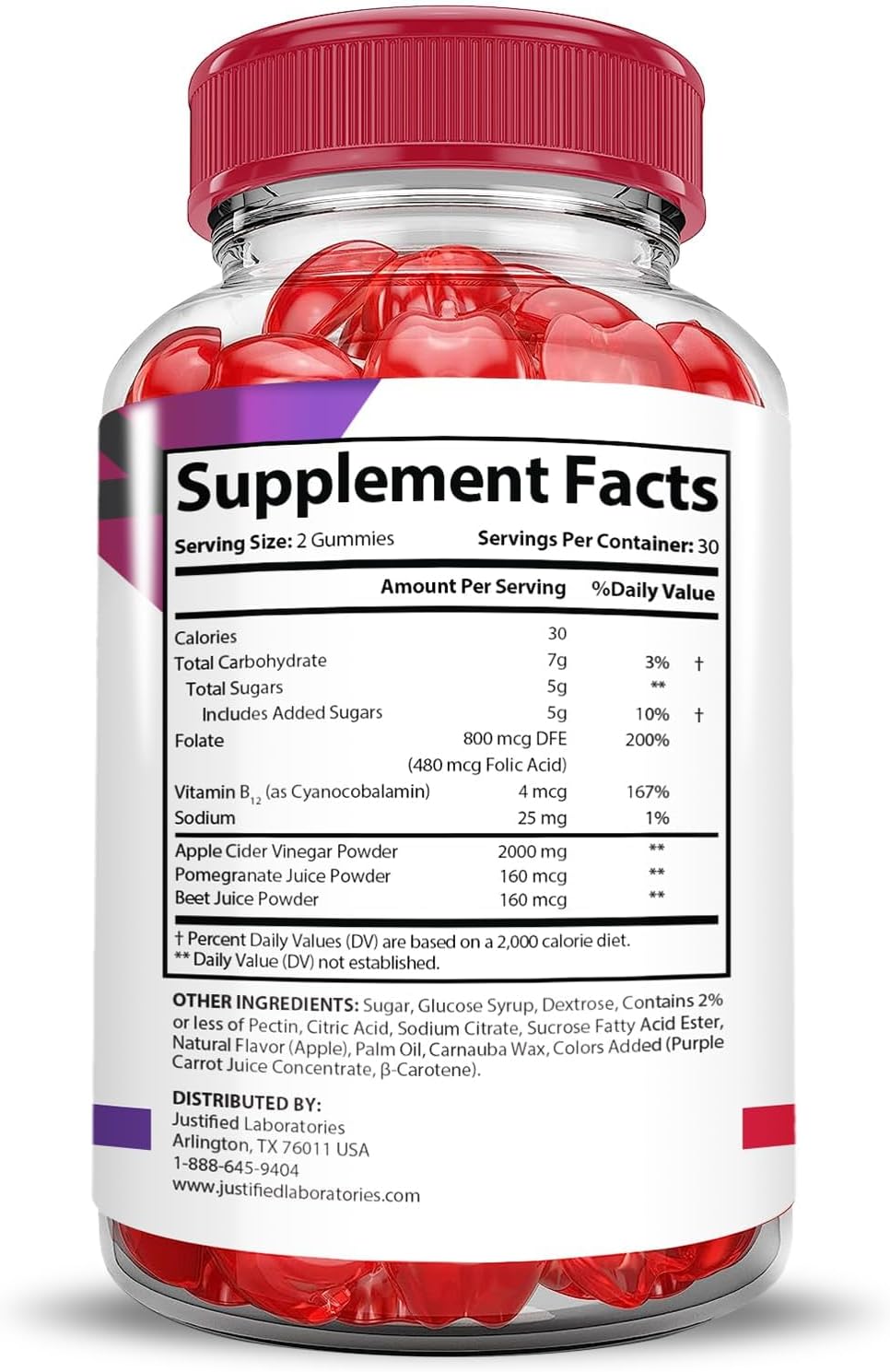 Justified Laboratories Premier Keto ACV Gummies Extreme 2000MG Premier Keto Gummies Apple Cider Vinegar Formulated with Pomegranate Beet Juice Powder B12 Vegan Non GMO 60 Gummys