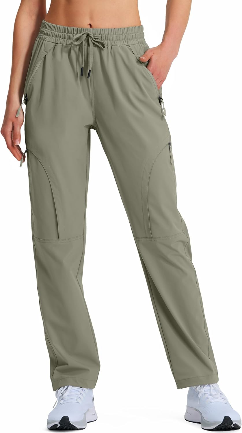 Women's Hiking Pants Quick Dry Lightweight Cargo Pants UPF 50 Water Resistant Zipper Pockets for Golf Travel Work Camping