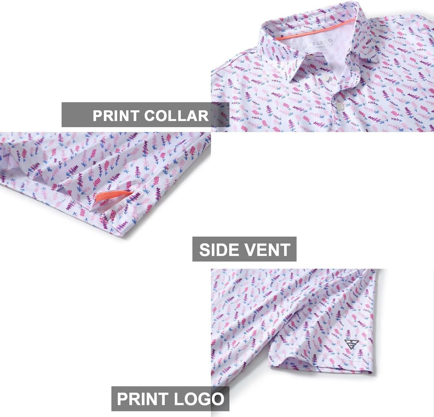 Men's Golf Polo Shirts Short Sleeve Striped Performance Moisture Wicking Dry Fit Golf Shirts for Men