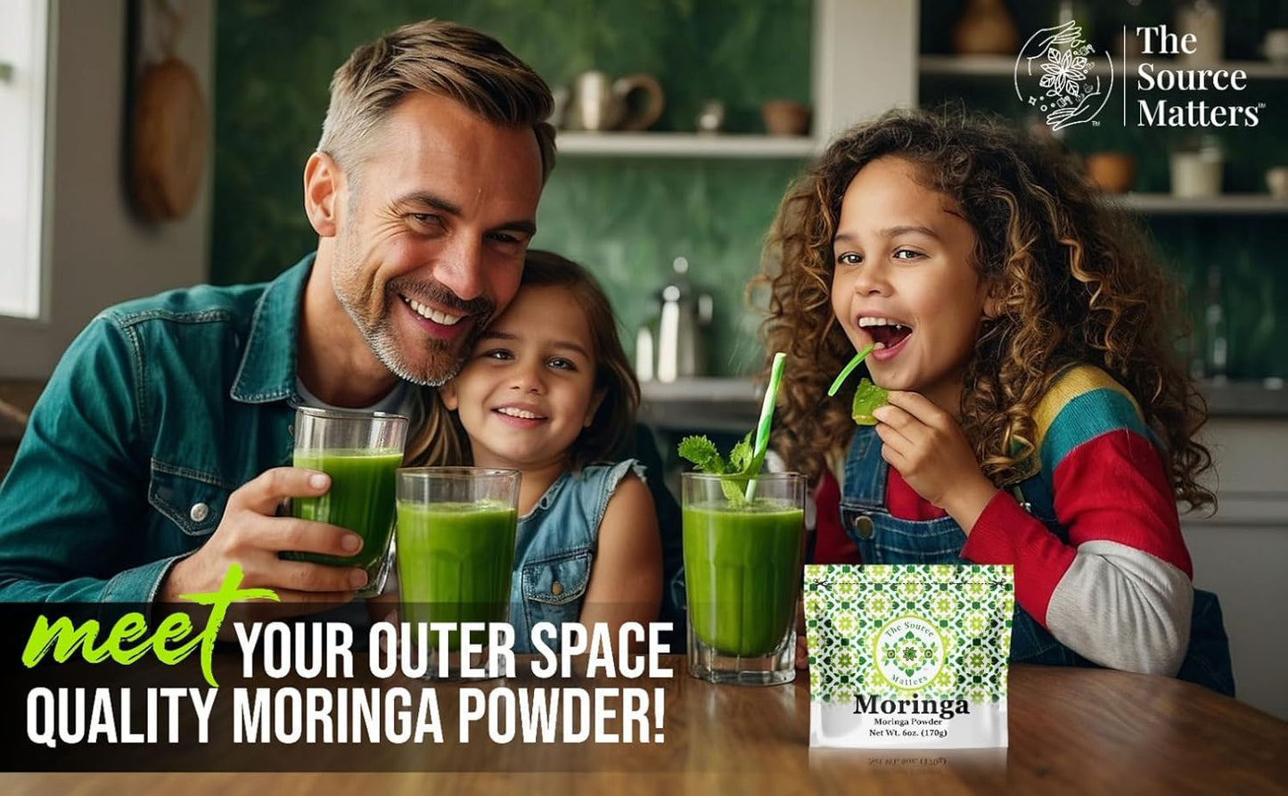 Organic Moringa Leaf Powder | Fresh-Dried Superfood From Indonesia | USDA Certified Organic | Ideal For Blending Into Smoothies, Teas, or Juice - 170g Bulk Pouch (42 Servings)