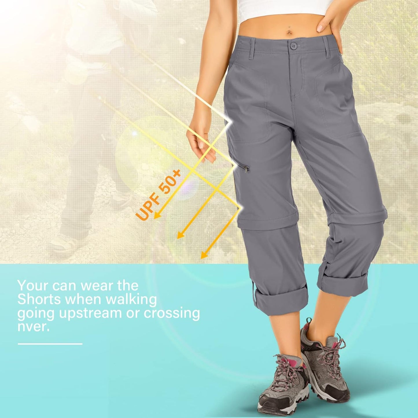 Women's Hiking Pants Convertible Zip Off Lightweight Quick Dry Outdoor Travel Camping Safari fising Pants