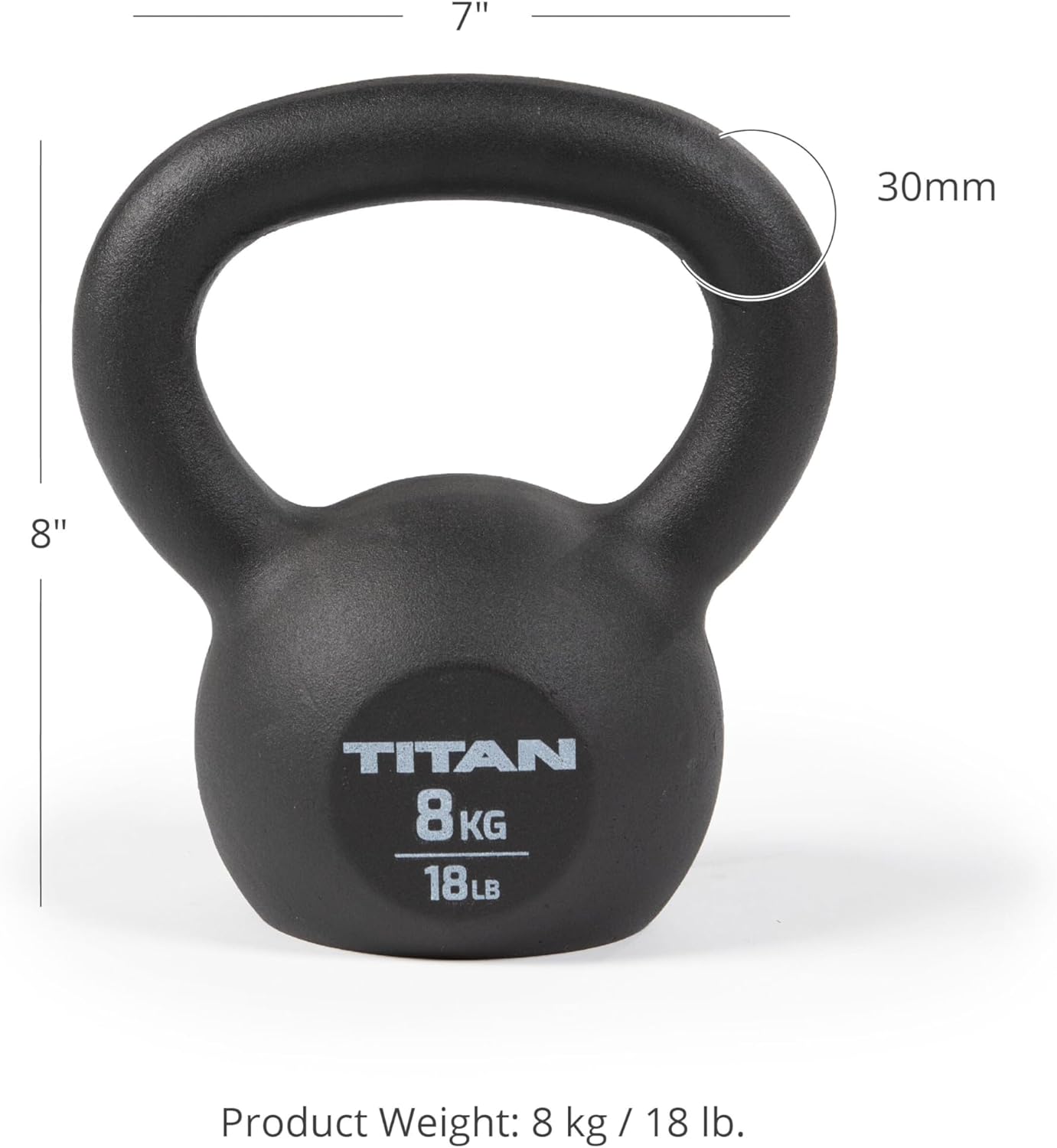 Titan Fitness Cast Iron Kettlebell, Single Piece Casting, KG and LB Markings, Full Body Workout