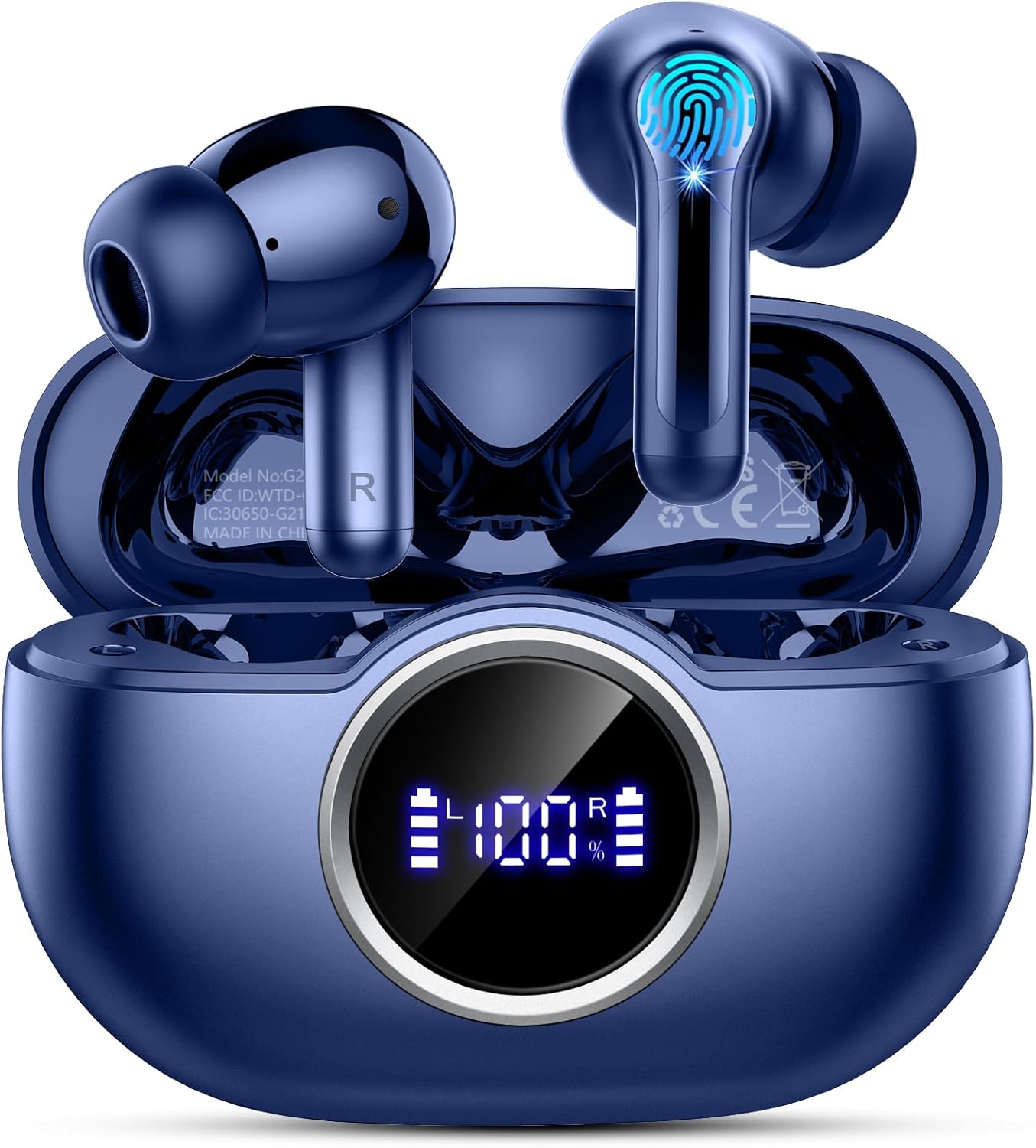 Wireless Earbuds, 2025 Bluetooth 5.4 Headphone 3D Stereo Bass Ear Bud, 4 ENC Noise Cancelling Mic, 40+Hrs USB-C in-Ear Earphone, IP-X7 Waterproof Headset Sport Workout Gym for Laptop Pad Android iOS