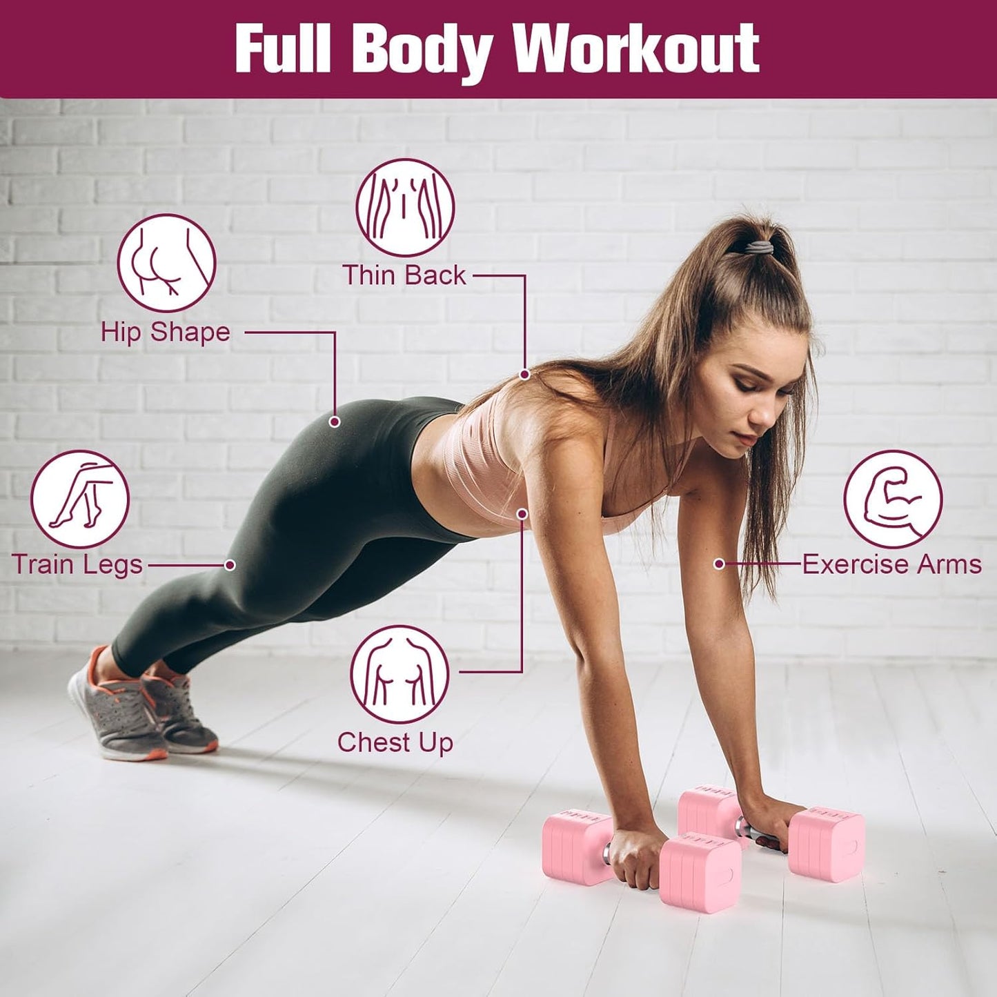 22LBS Adjustable Dumbbells Set, Adjustable Weight Dumbbells with 4 Levels 4.4lb, 6.6lb, 8.8lb, 11lb, Hand Weights Sets for Women/Men Home Gym Full Body Workout