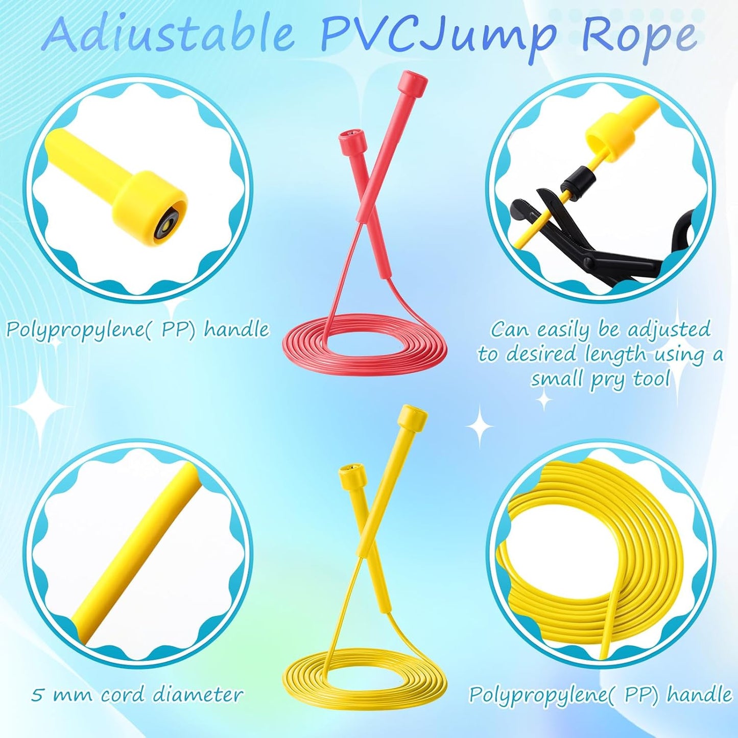 72 Pcs PVC Jump Ropes for Fitness 9.2 ft Adjustable Skipping Rope Versatile Unbreakable Speed Rope with Plastic Handles for Women Men Kids Endurance Training Cardio Exercise Workout