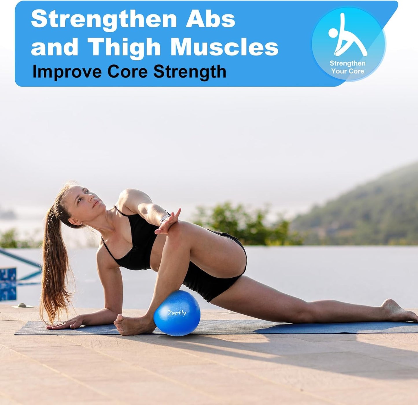 9 Inch Mini Exercise Ball for Pilates, Yoga, and Core Training, Small Exercise Ball with Pump, Guide for Physical Therapy, Balance, Stability, and Stretching, Ideal for Home land Office Fitness