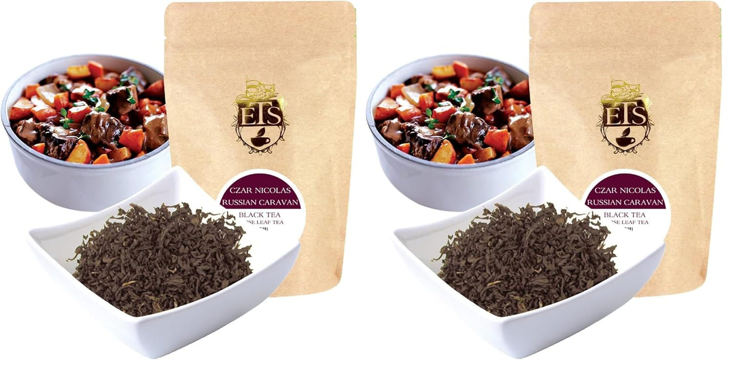 English Tea Store Loose Leaf, Czar Nicolas Russian Caravan Tea Pouches, 4 Ounce (Pack of 2)