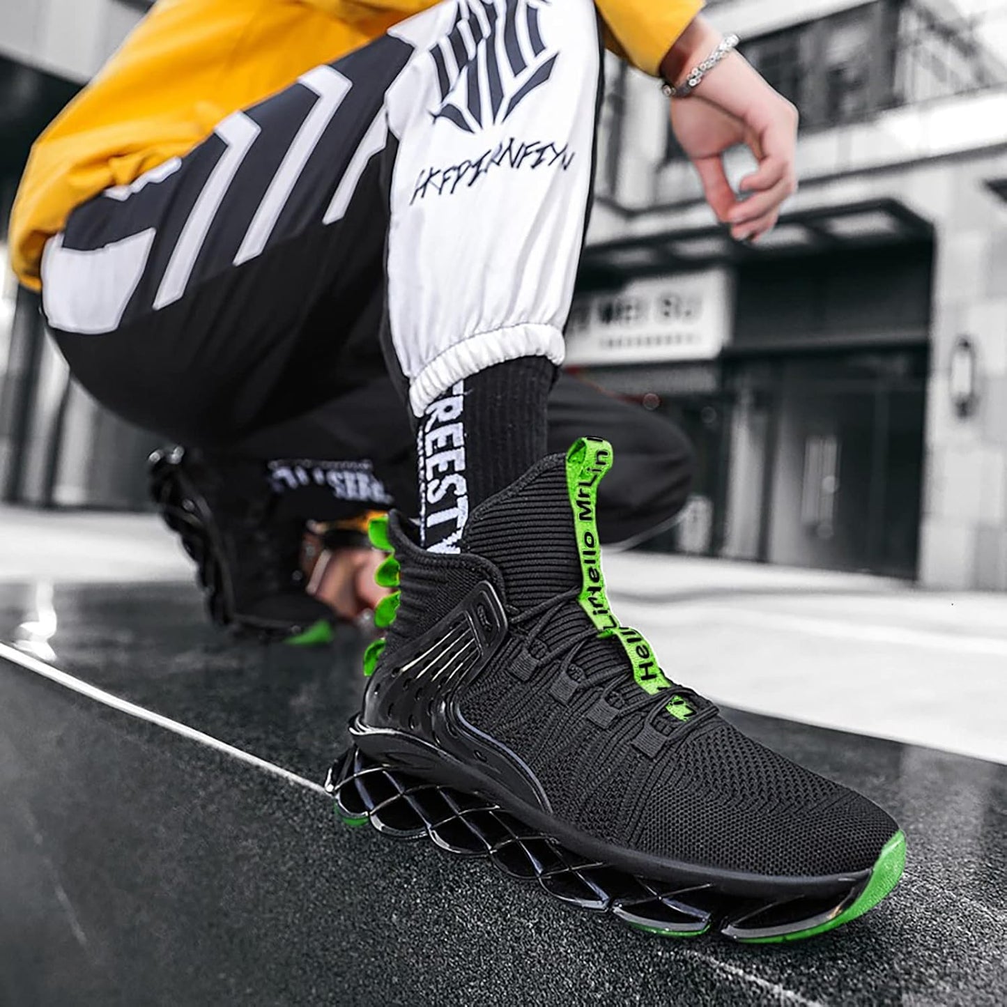 Hello MrLin Men's Running Shoes Non Slip Athletic Tennis Walking Blade Type Sneakers Hip Hop