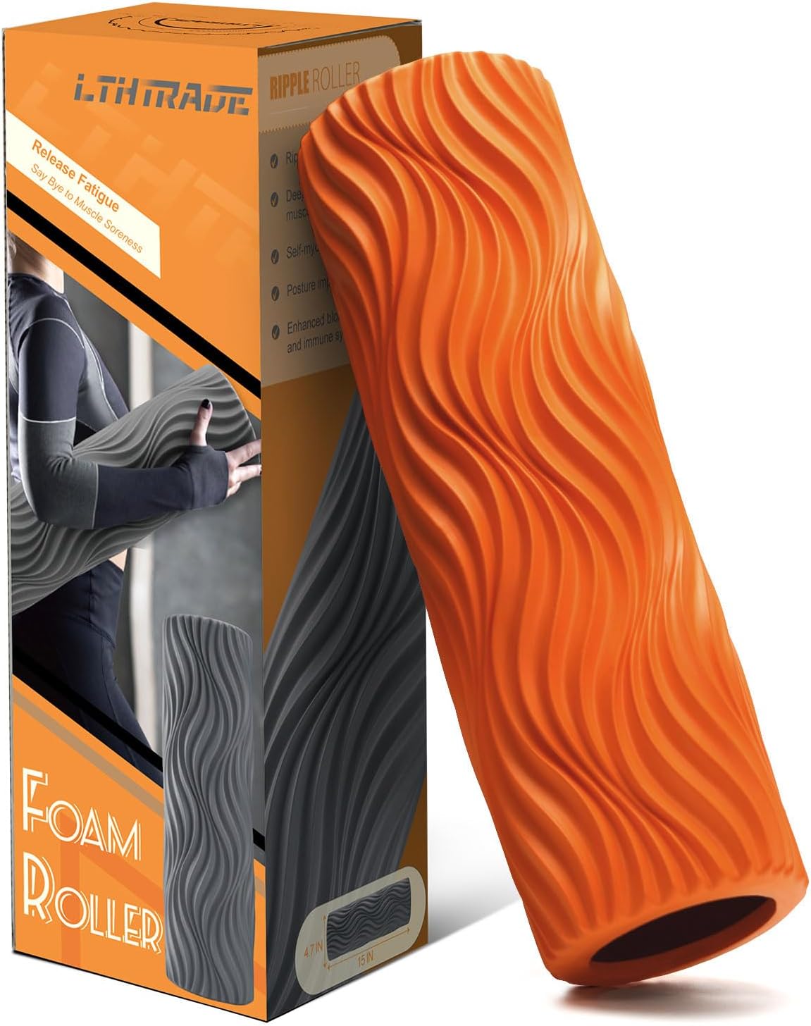 Foam Roller, Trigger Point Foam Roller Massage Roller for Physical Therapy & Back Pain, Deep Tissue Massage Roller for Exercise, Pilates, Yoga (Orange)