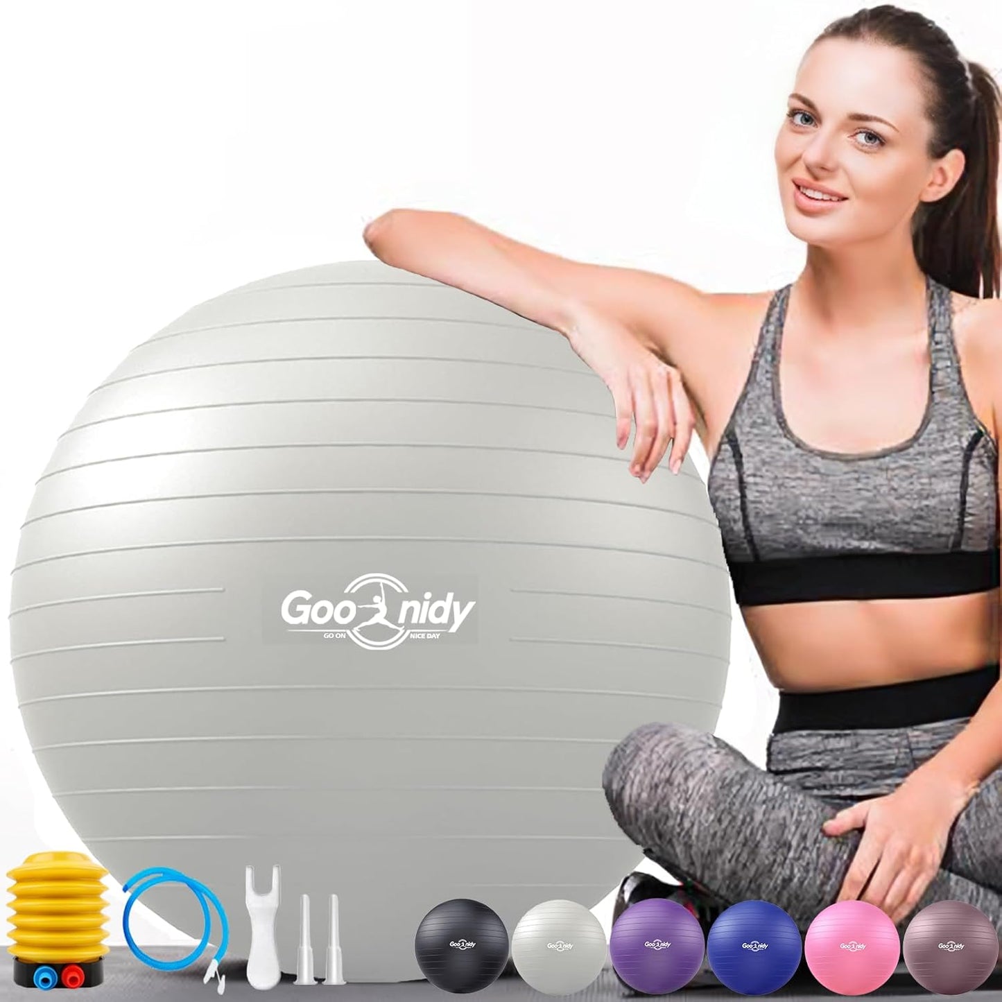 Soft Exercise ball, Anti-Burst Yoga Ball Chair Supports 2200lbs, Workout Equipment w/ Pump for Pregnancy Medicine Birthing Physical Therapy Stability Excersing Birth Swiss Fitness Gym Physio Labor Abs