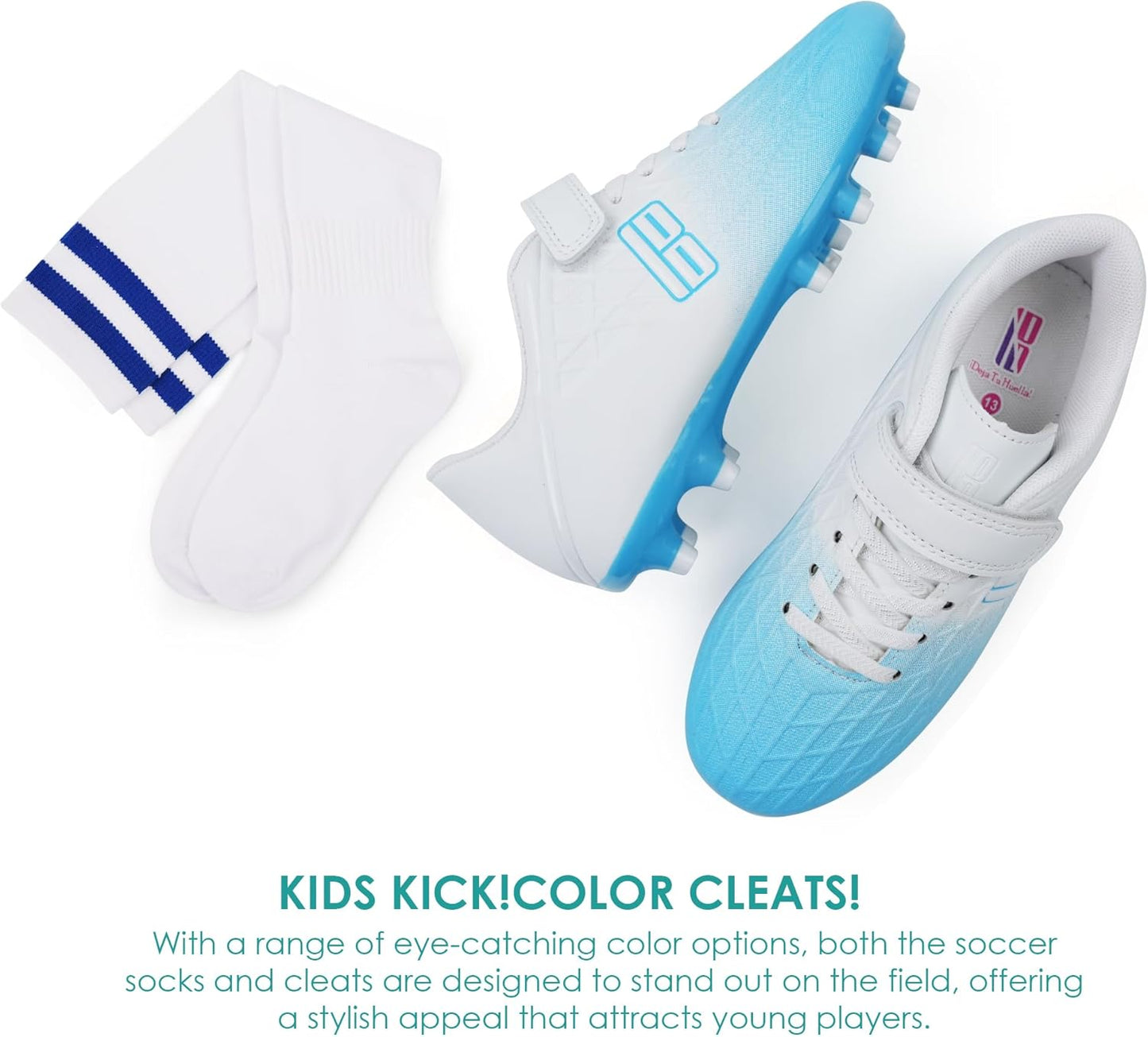 brooman Kids Firm Ground Soccer Cleats Boys Girls Football Cleats with Soccer Socks