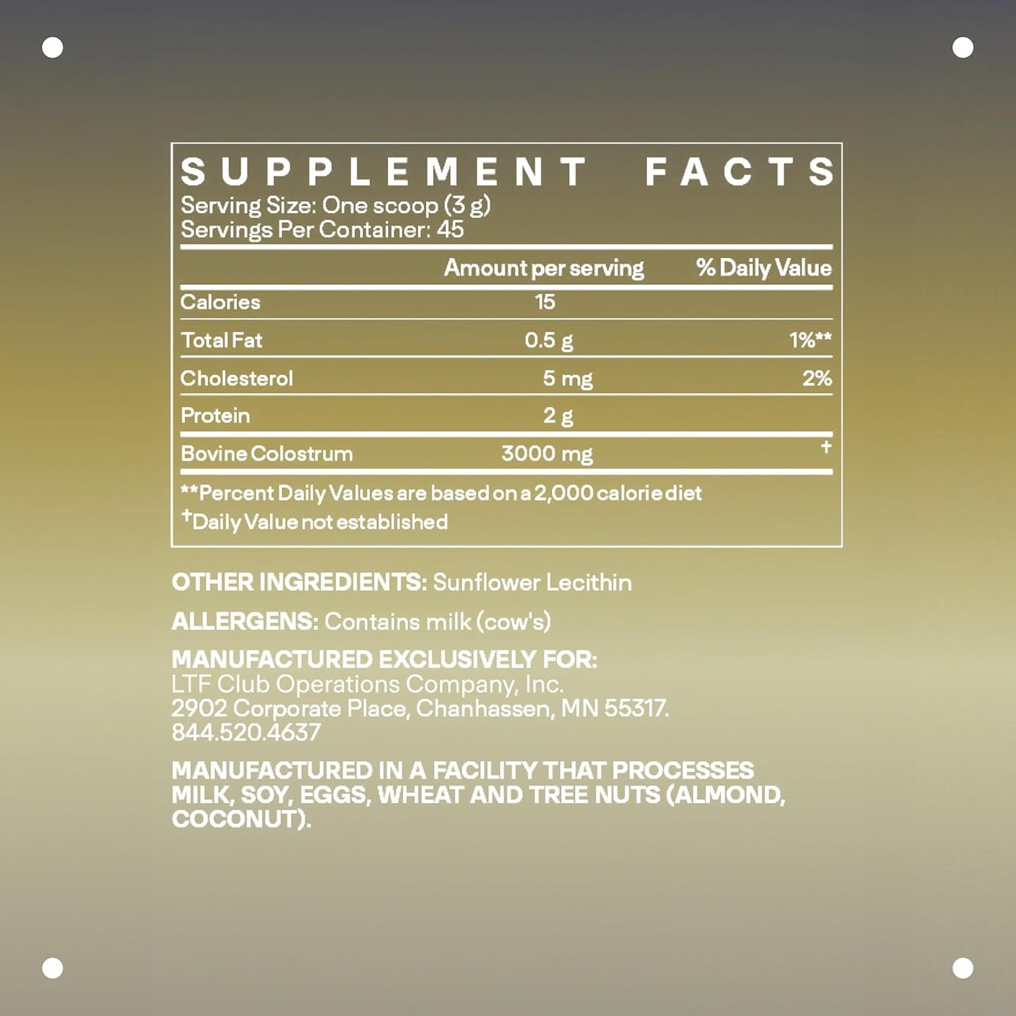 LTH Revive Grass-Fed Colostrum Powder - Trusted by Life Time Fitness Members - Supports Digestion, Skin & Immune Health - Sourced from First-Milking Colostrum - 45 Servings