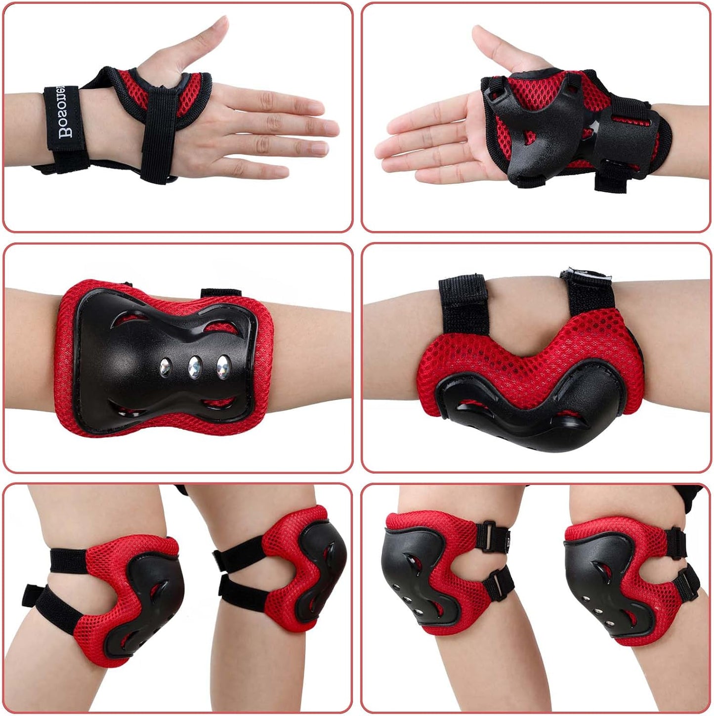 BOSONER Kids/Youth Knee Pad Elbow Pads Guards Protective Gear Set for Roller Skates Cycling BMX Bike Skateboard Inline Skatings Scooter Riding Sports
