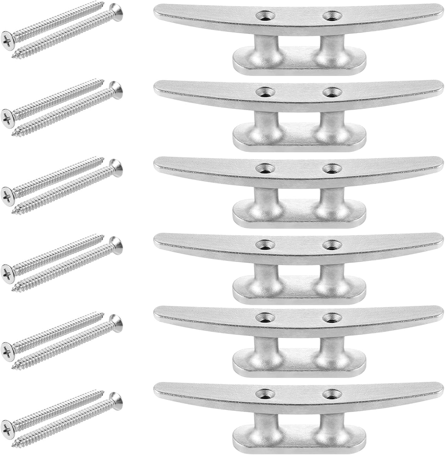 Boat Cleat, 4 inch / 6 inch 304 Stainless Steel Dock Cleat-Ideal for Marine, Deck, Nautical Decor (4 Pack/ 6 Pack)
