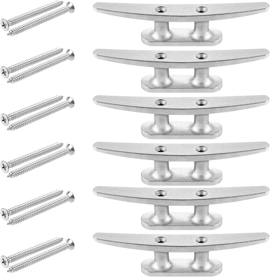 Boat Cleat, 4 inch / 6 inch 304 Stainless Steel Dock Cleat-Ideal for Marine, Deck, Nautical Decor (4 Pack/ 6 Pack)