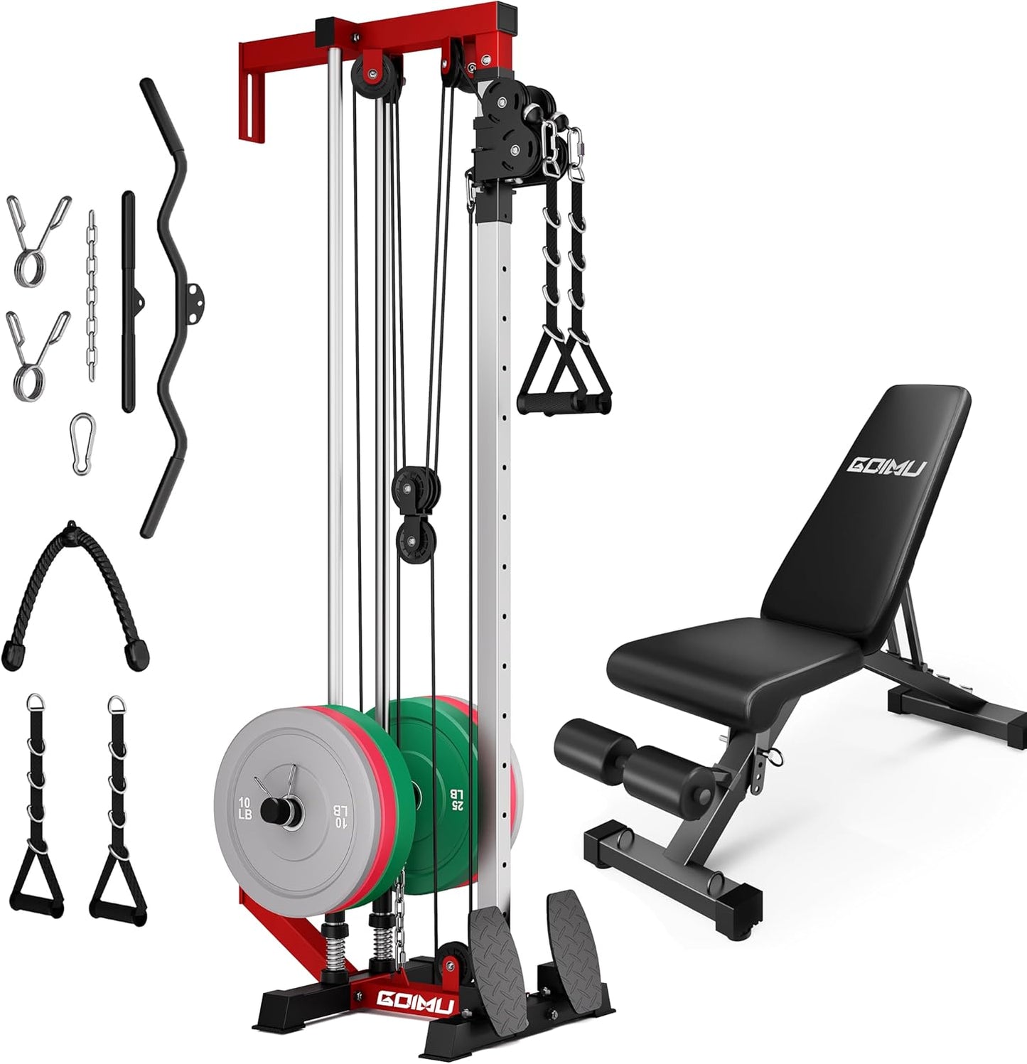 Wall Mount Cable Station, WM1 Cable Crossover Machine with 17 Positions, High and Low Cable Crossover Machine with Removable Footplate for Garage Home Gym