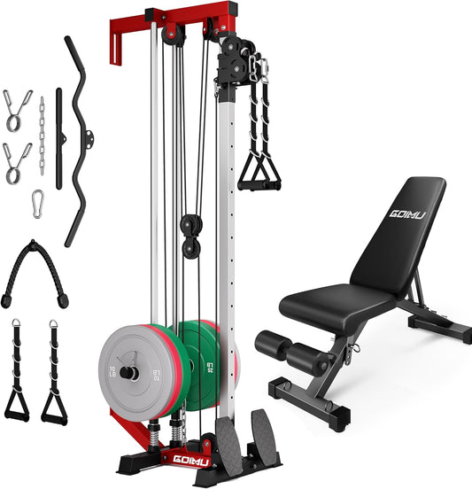 Wall Mount Cable Station, WM1 Cable Crossover Machine with 17 Positions, High and Low Cable Crossover Machine with Removable Footplate for Garage Home Gym