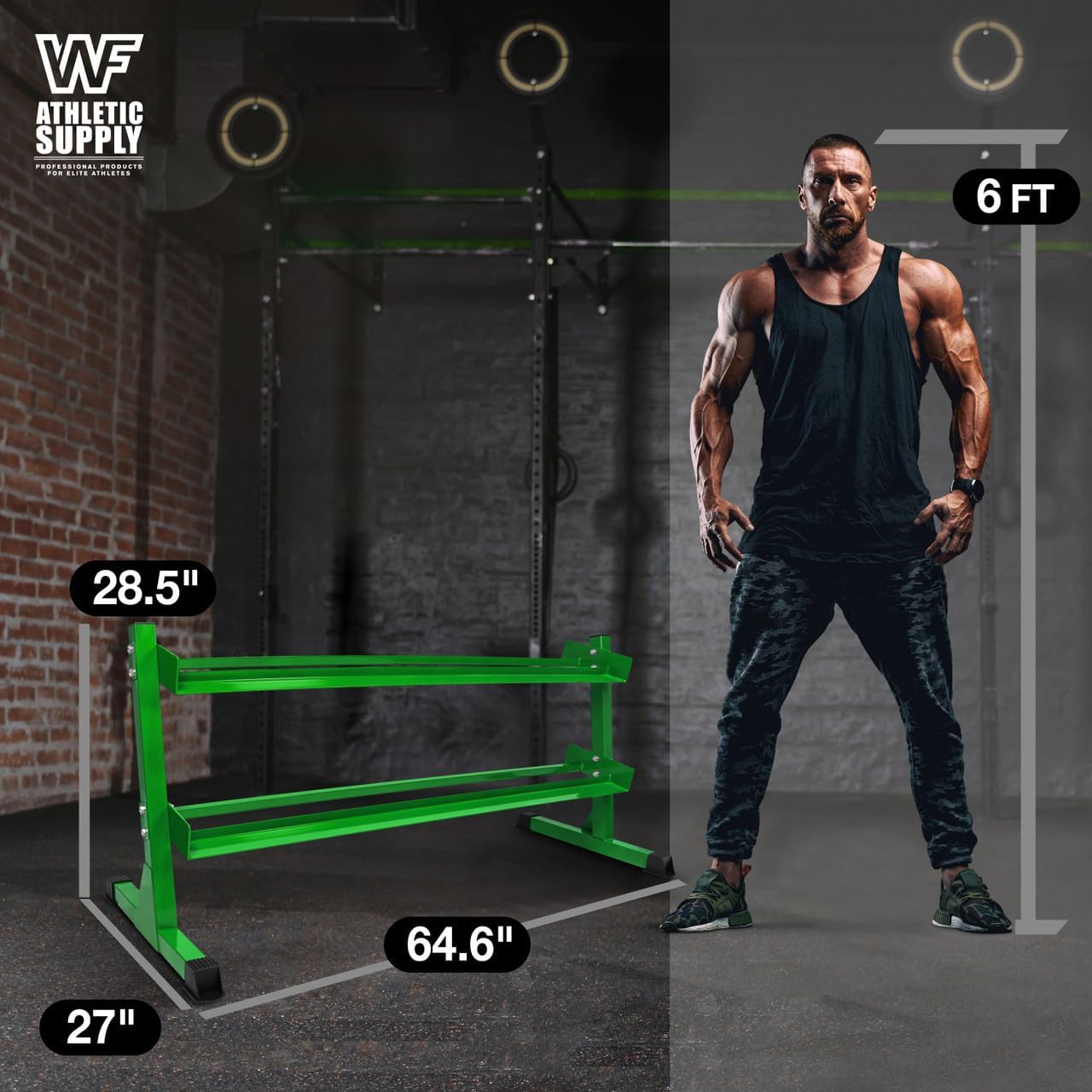 WF Athletic Supply Heavy-Duty Dumbbell Rack Stand, Weight Rack for Home Gym, Weight Holder, Available Sizes for Storage 5-50LB or 5-75LB Dumbbell Pairs, Black/Red/Green/Blue, RACK ONLY