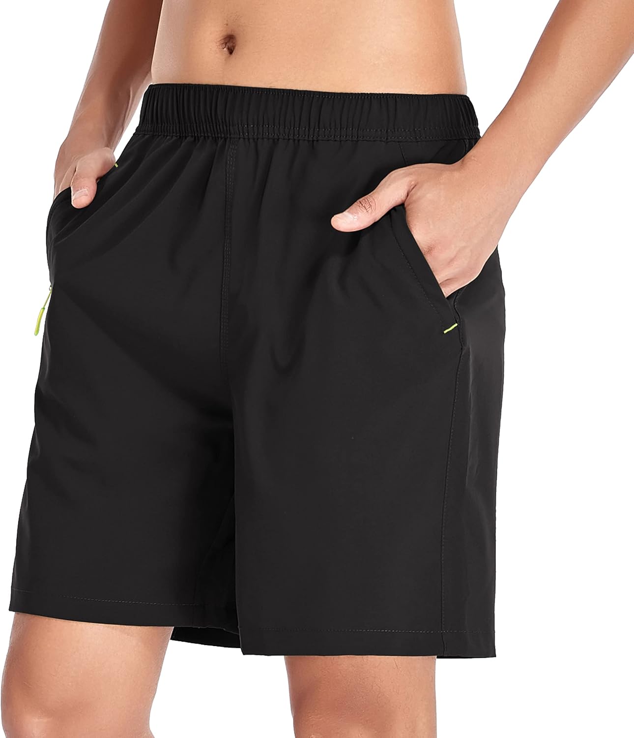 Men's Gym Shorts Sports Quick Dry Workout Running or Casual Training Short with Zipper Pockets