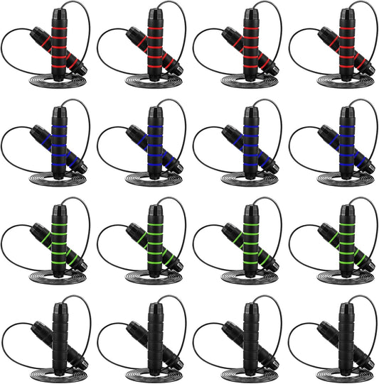 16 Pieces Jump Ropes for Fitness with Ball Bearings Speed Jumping Rope Adjustable Skipping Rope with Foam Handles Exercise Jump Rope for Men Women Cardio Training