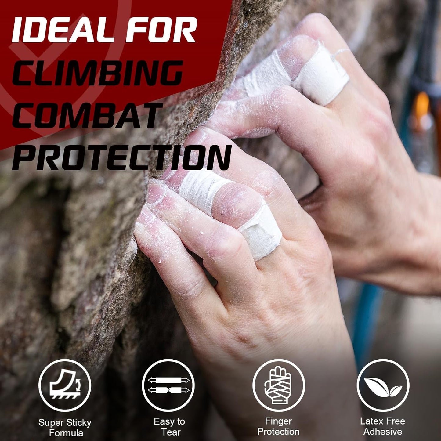 Pro Finger Tape 8 Pack - 0.5” x 45 Ft White Athletic Sports Tape for Rock Climbing,BJJ,Jiu-Jitsu,Wrestling,Judo