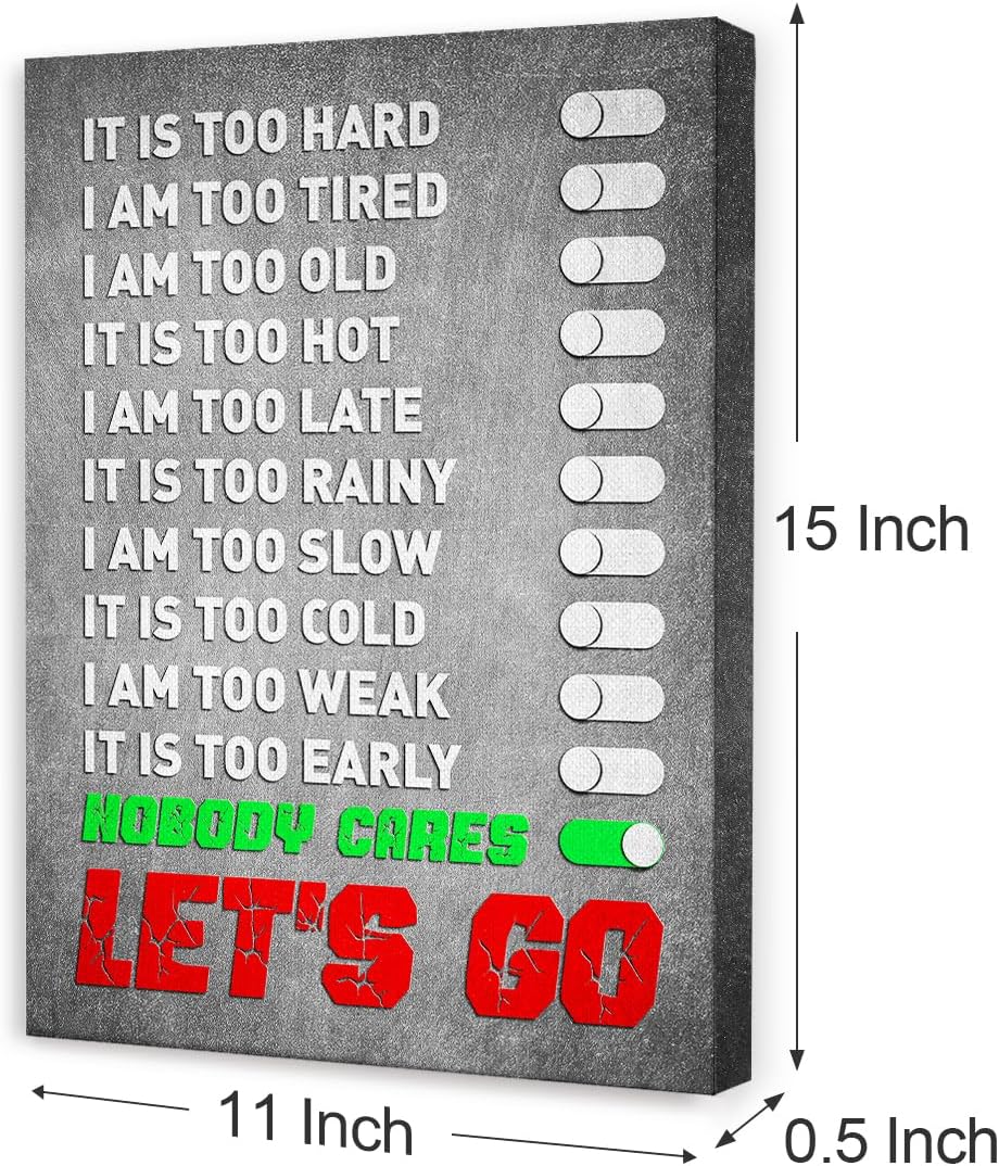 Gym Quotes Wall Art,Inspirational Workout Wall Decor,Let's Go Canvas Wall Art for Home Gym Exercise Fitness Room