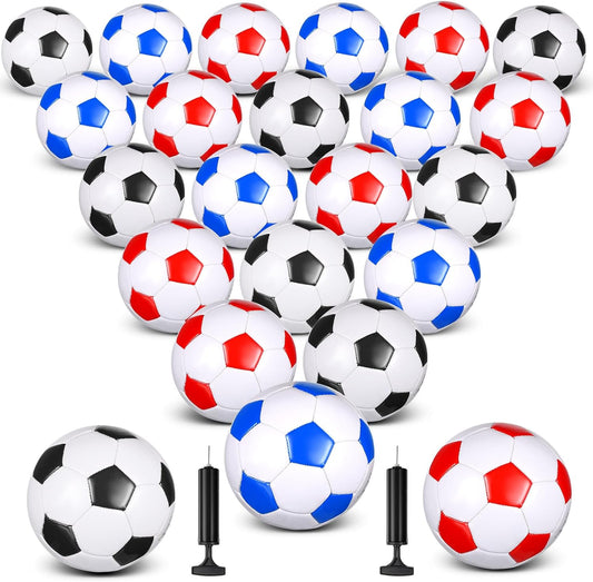 Jenaai 24 Pcs Operation Christmas Deflated Soccer Balls with Pump Bulk Official Size Soccer Ball for Teen Adult Kid Indoor Outdoor Outside Sport Training Party Gift Christian Charity Donation
