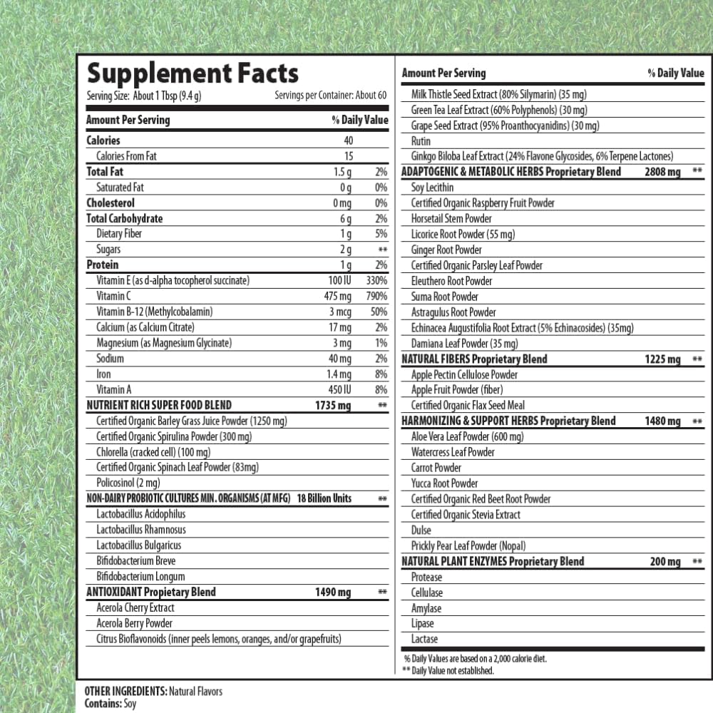 MacroLife Naturals Macro Greens Powder 38 Superfood Probiotic Antioxidant Enzyme & Herbal Supplement Immunity Energy Cleanse - Non-GMO Vegan Gluten-Free Dairy-Free - 60 Servings