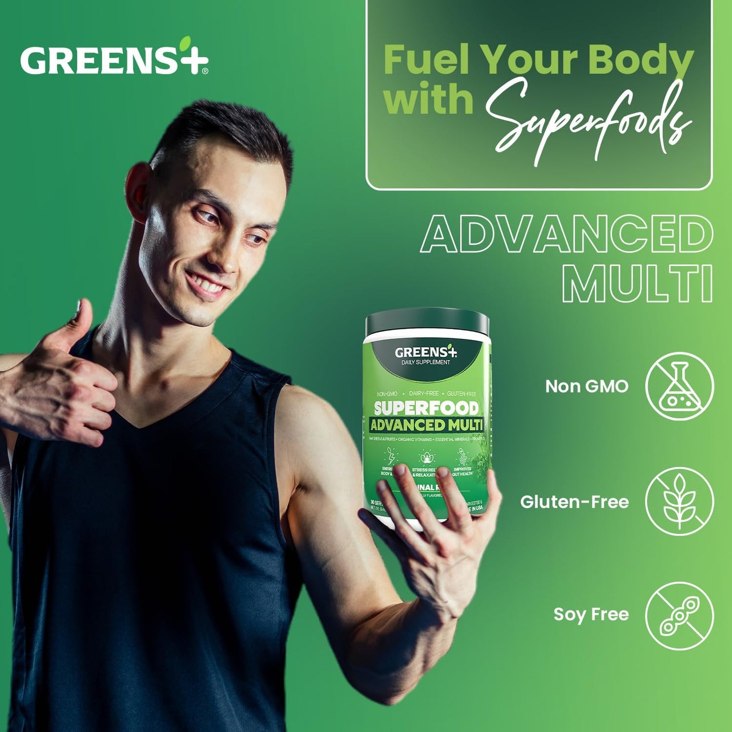 Greens+ Advanced Multi Raw Superfood | Essential Blend of Raw Foods, Superfruits and Sea Vegetables Powder | Vegan | Dietary Supplement | Non GMO, Soy Dairy & Gluten-Free | Size 9.4oz