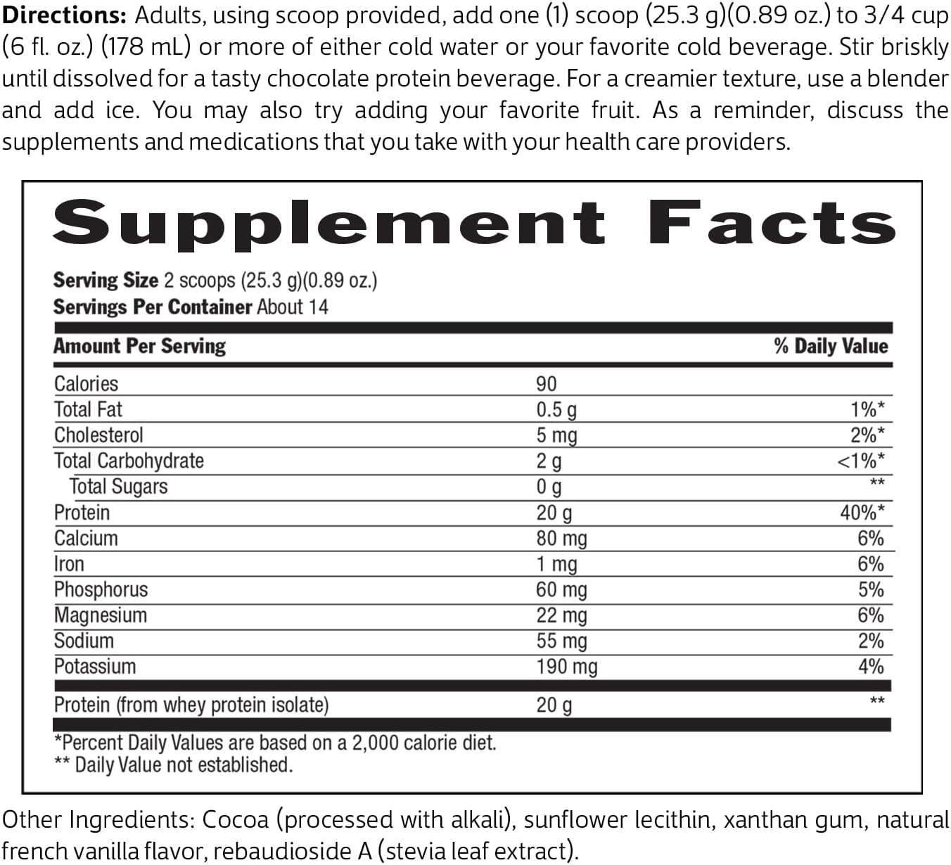 Biochem 100% Whey Sugar-Free Chocolate 20g, 12.5oz, Certified Vegetarian, Certified Gluten Free, Certified Non-GMO Tested, Keto Friendly, Grass-Fed