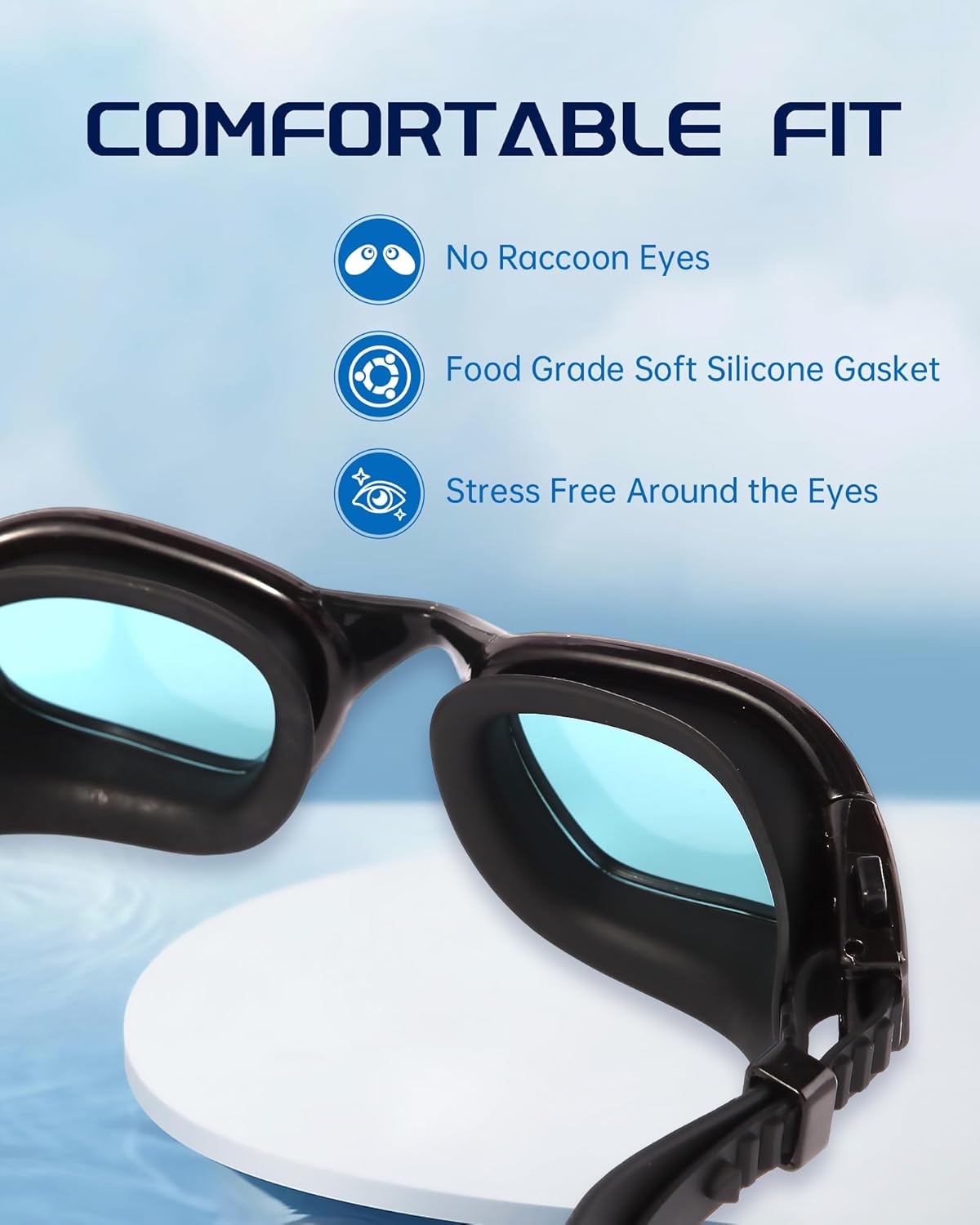 Swim Goggles, Goggles Adult with Swimming Cap, Nose Clip & Ear Plugs, UV Protection Anti-Fog Lens and Case for Adult