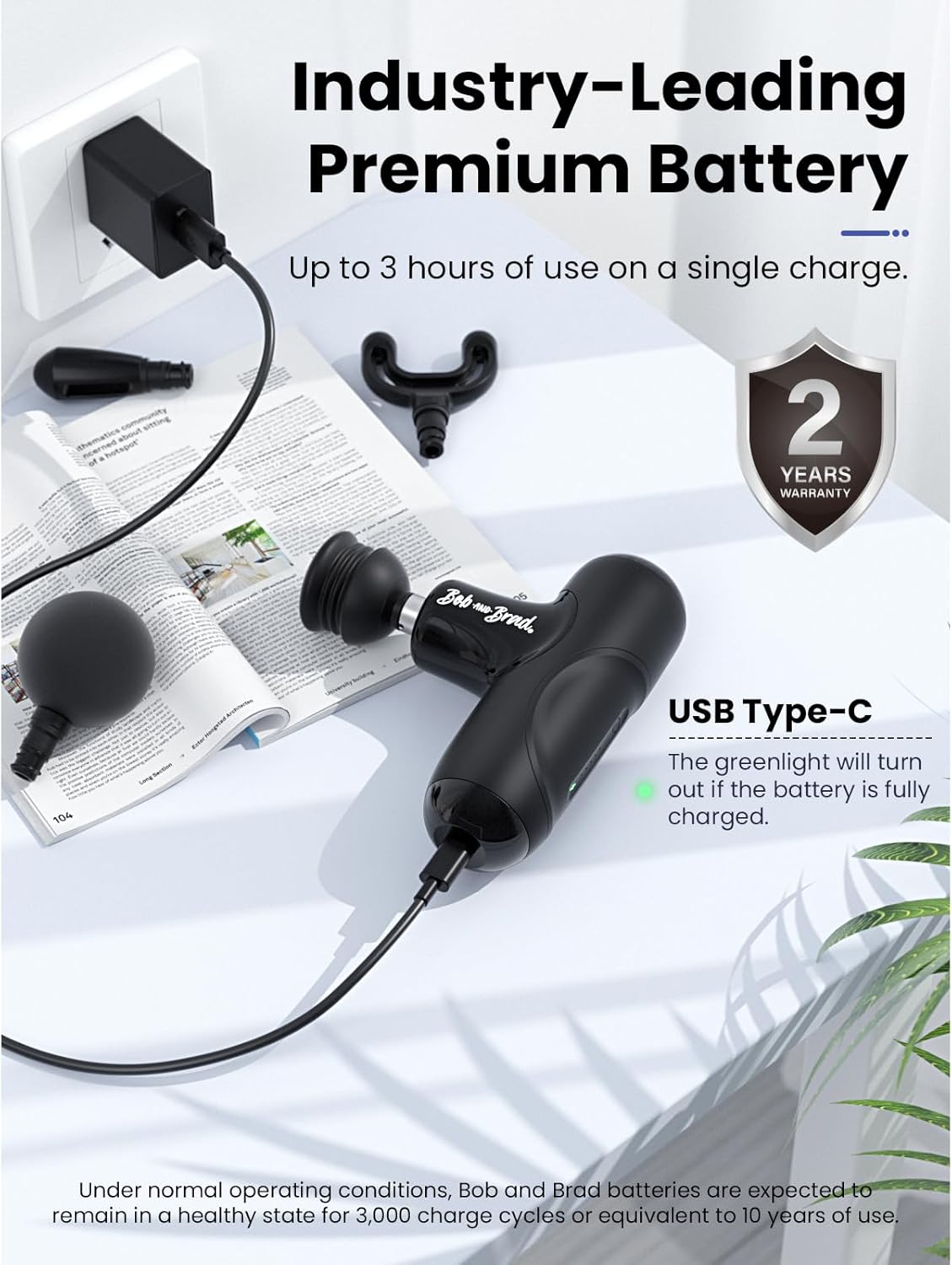 BOB AND BRAD Q2 Mini Massage Gun, Pocket-Sized Deep Tissue Massager Gun, Portable Percussion Muscle Massager Gun, Ultra Small & Quiet Muscle Massage Gun with Carry Case, Home Gym Travel, Black